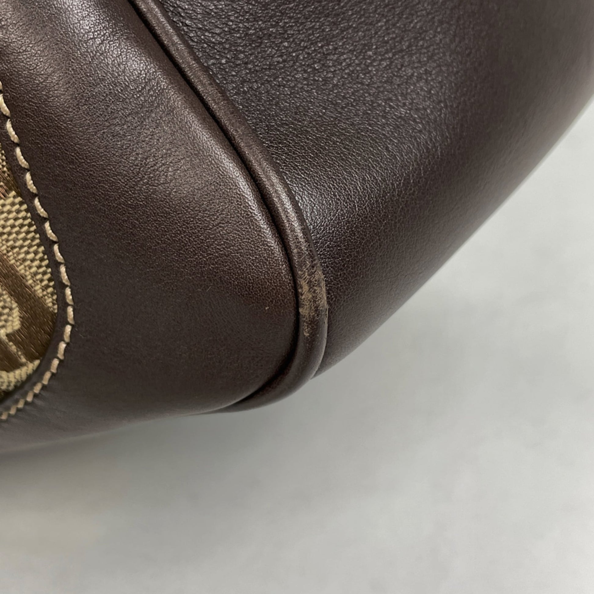 Gucci Brown Leather Canvas Handbag