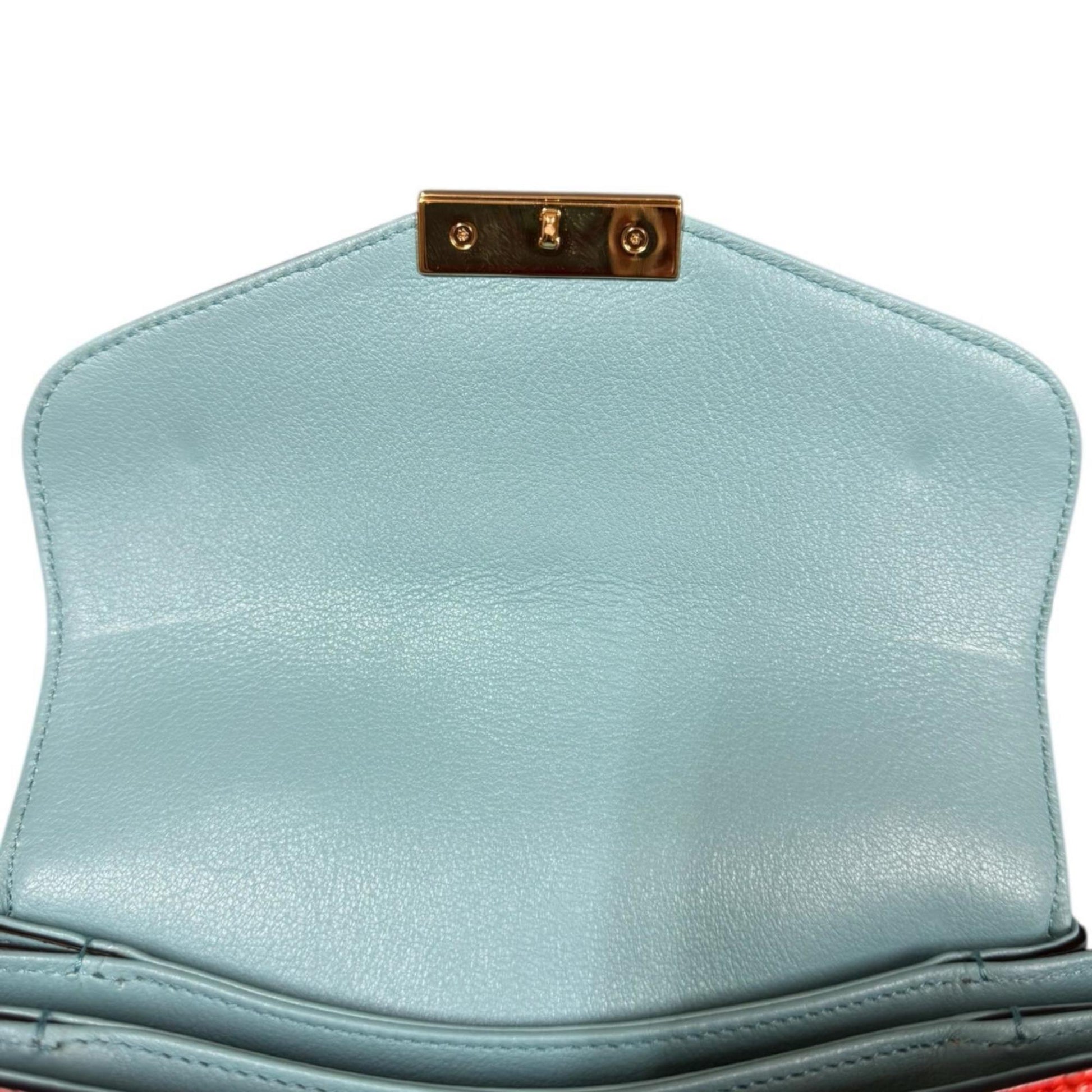 Gucci Light Blue Orange Leather Shoulder Bag