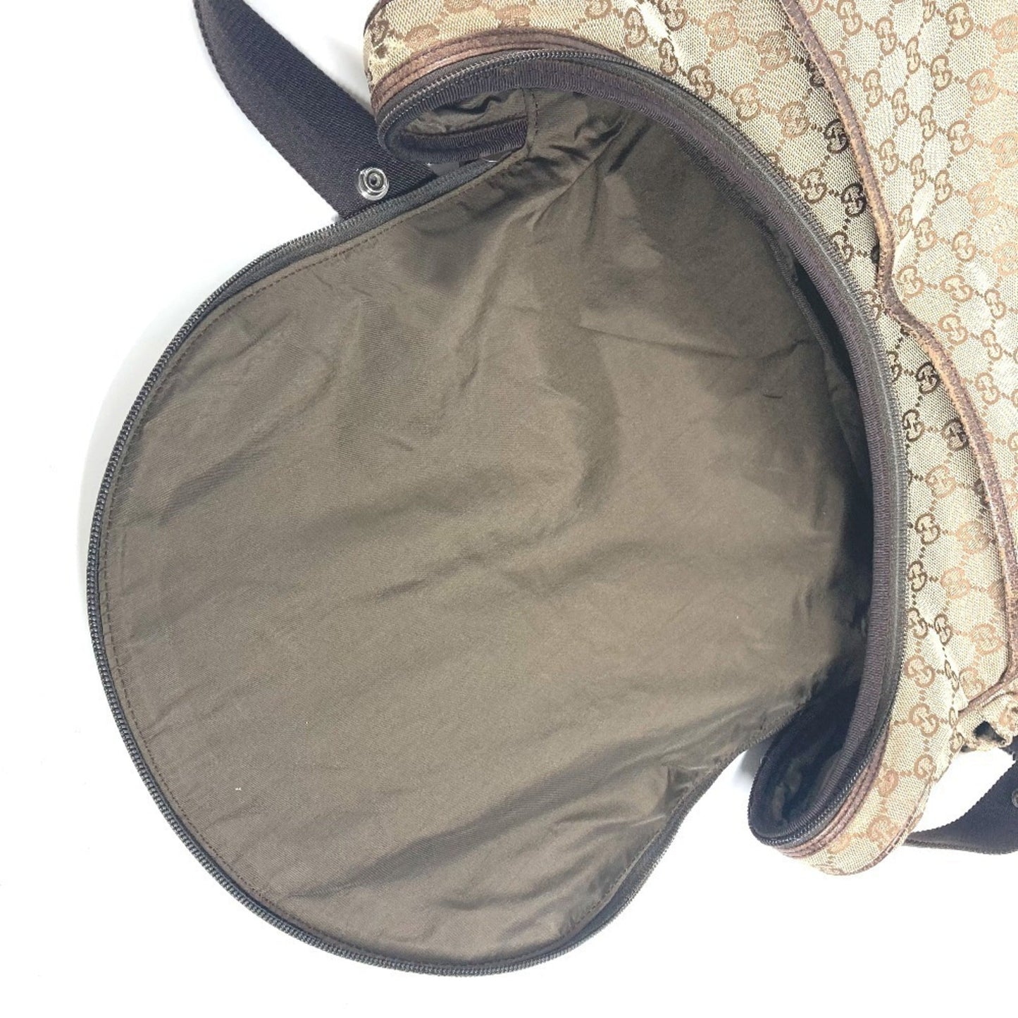 Gucci Gg Canvas Beige Dark Brown Gg Canvas Leather Shoulder Bag