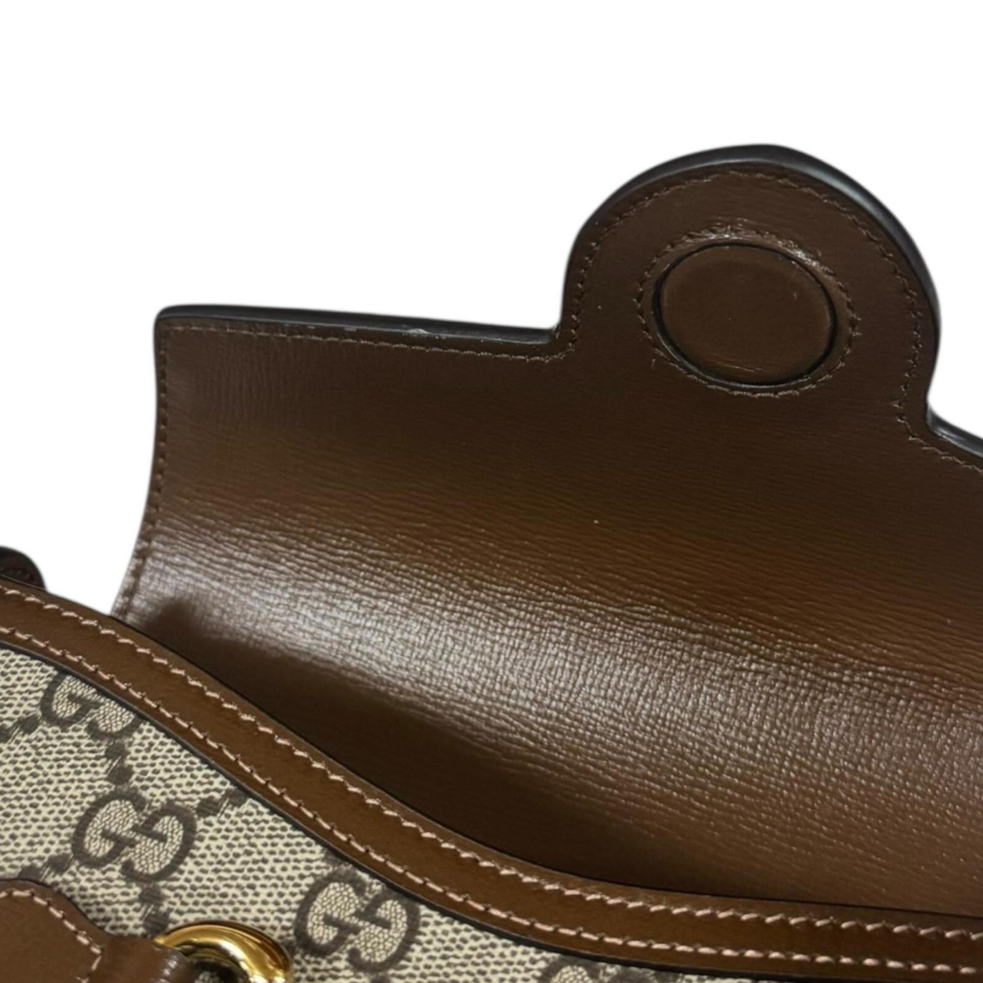 Gucci Horsebit Beige Brown Gg Supreme Shoulder Bag