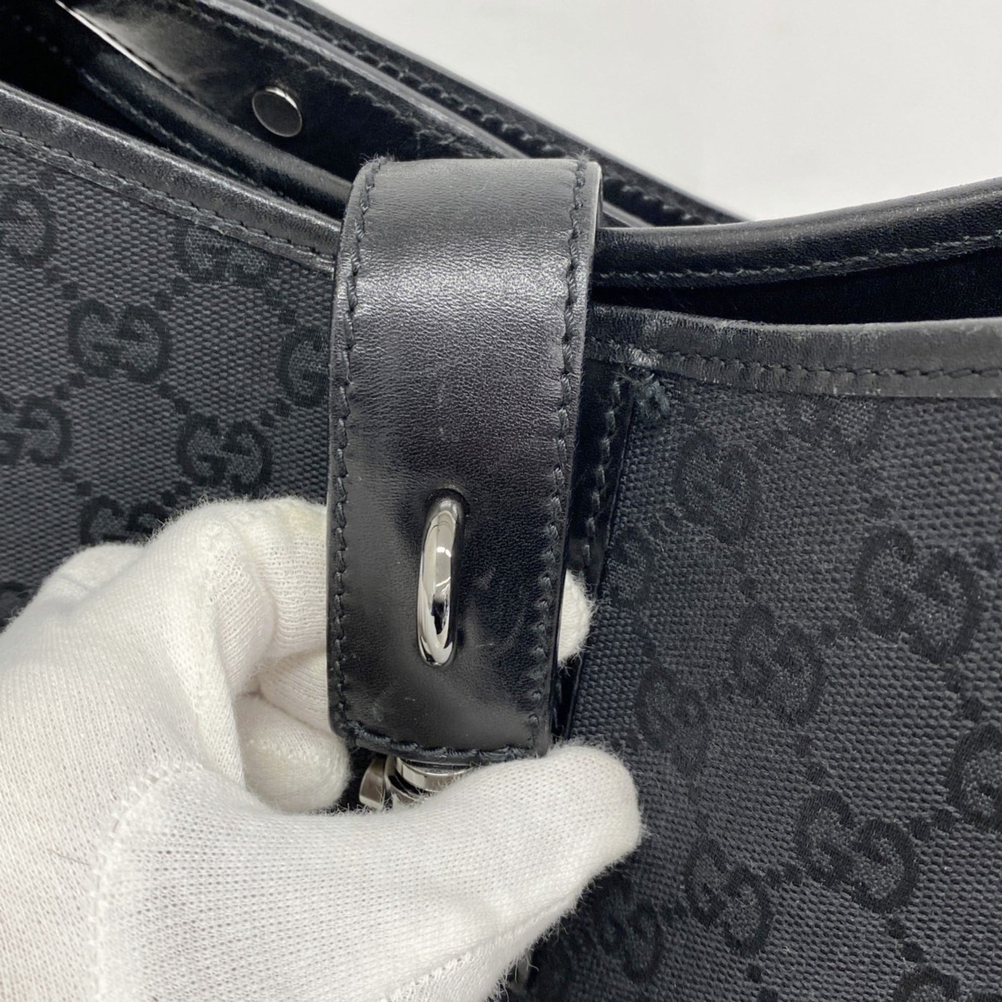 Gucci Black Gg Canvas Shoulder Bag