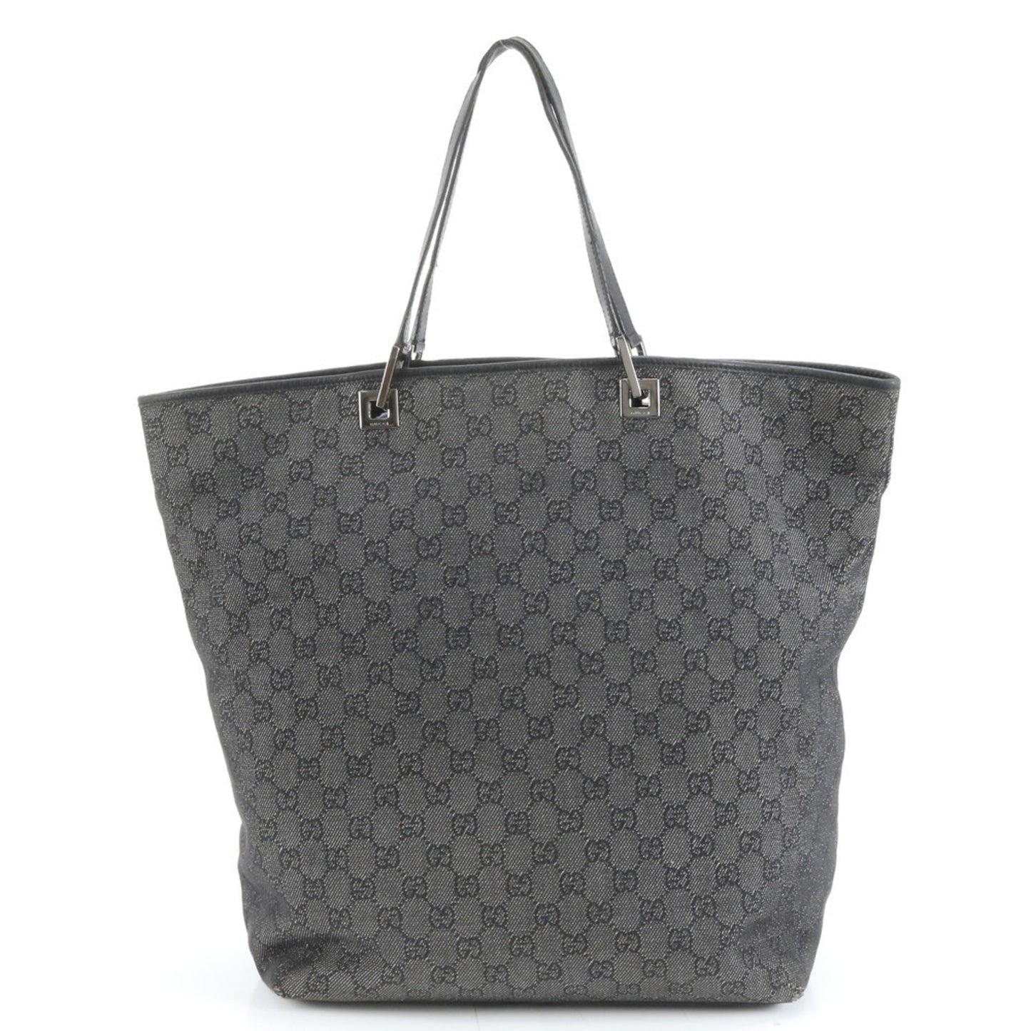 Gucci Black Leather Canvas Tote Bag