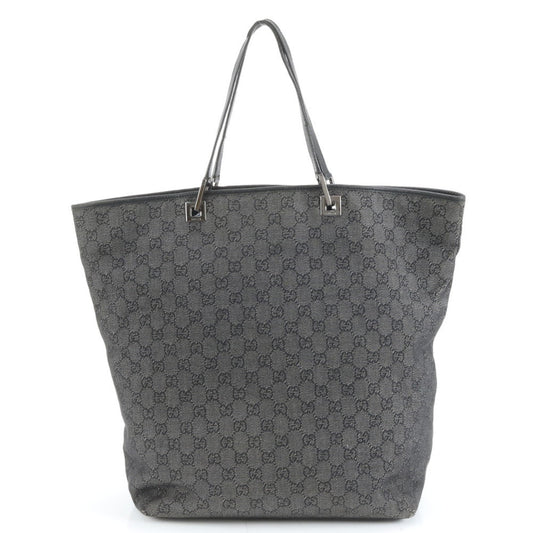 Gucci Black Leather Canvas Tote Bag