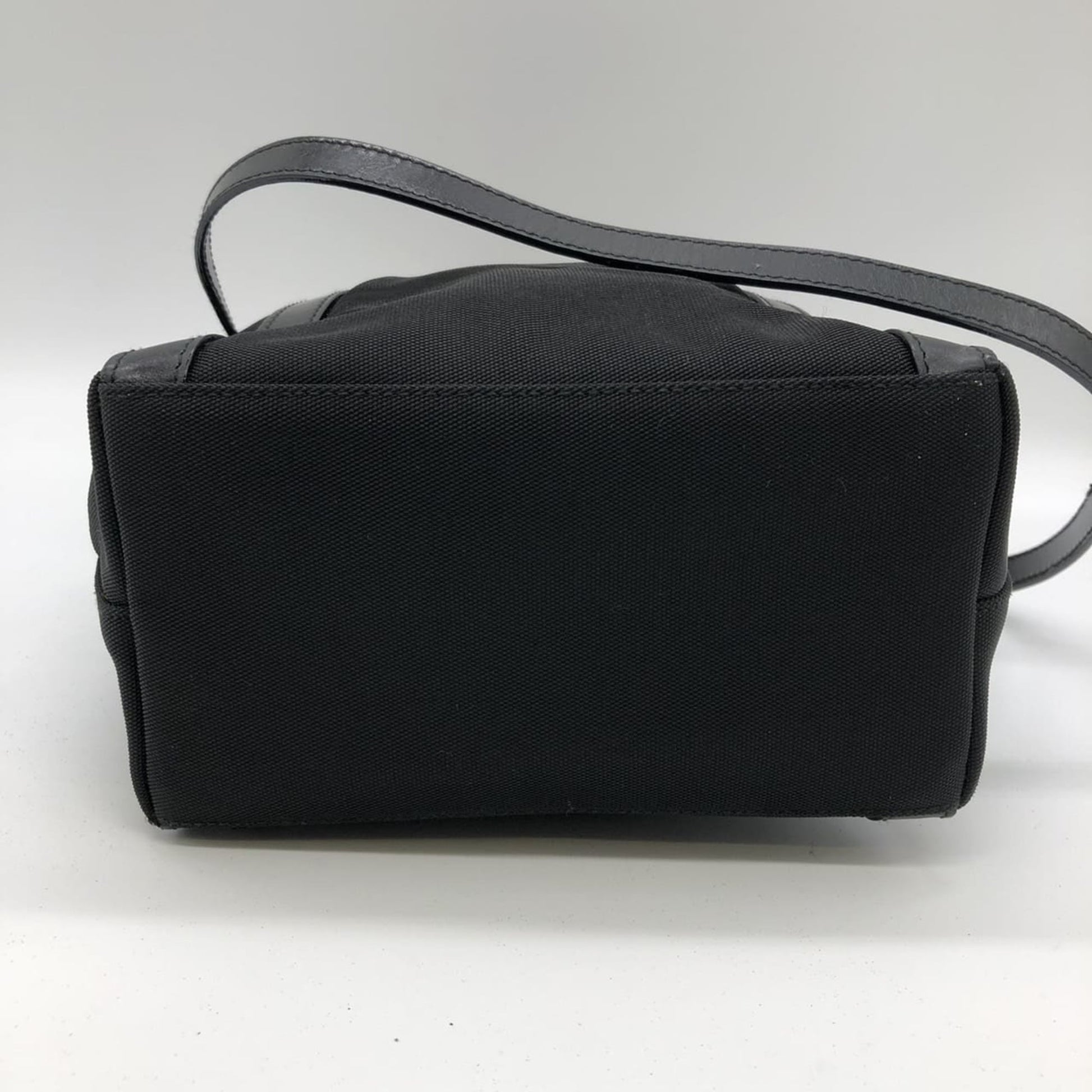 Gucci Black Canvas Leather Handbag Shoulder Bag