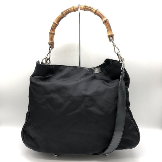 Gucci Black Bamboo Nylon Handbag Shoulder Bag