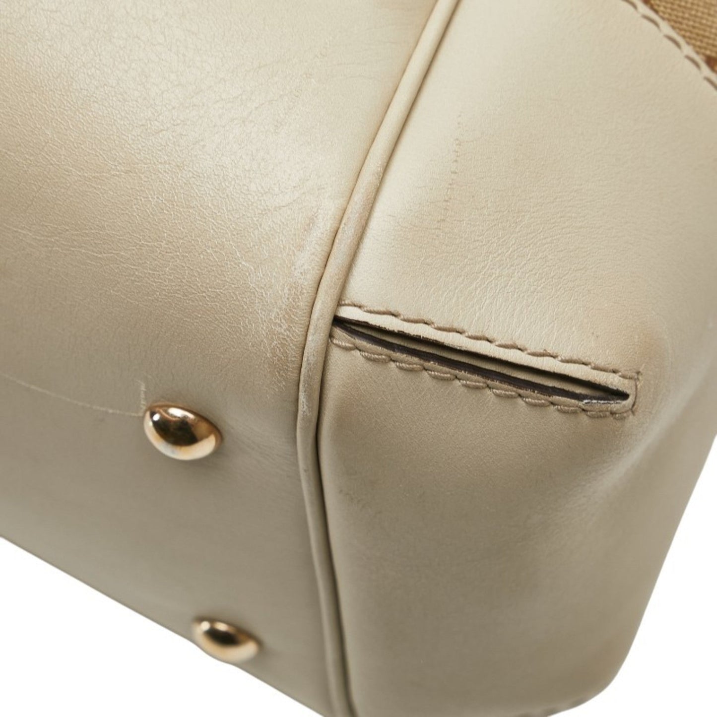 Gucci Gg Canvas Beige Gg Canvas Leather Shoulder Bag Tote Bag