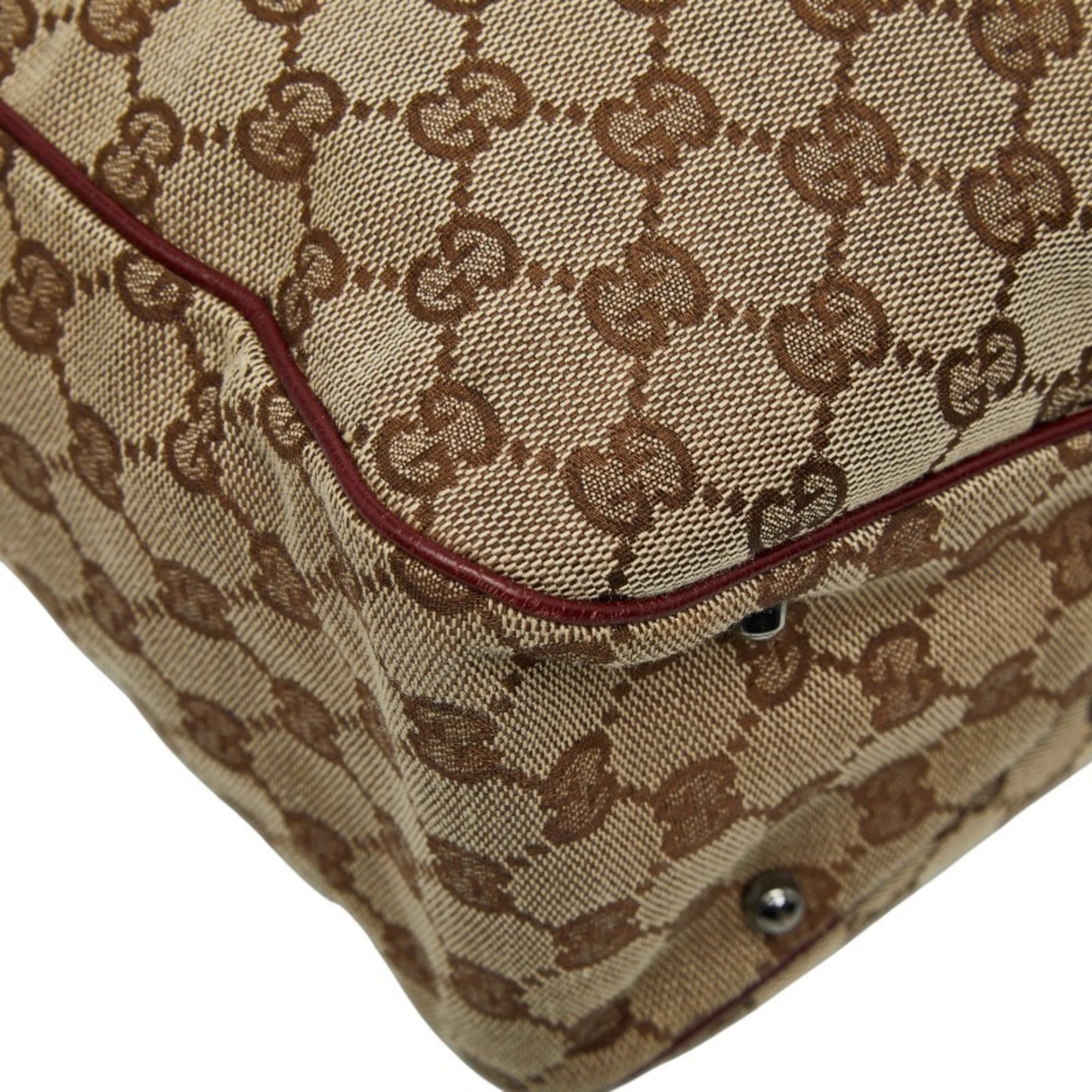 Gucci Beige Red Color Canvas Leather Handbag Tote Bag