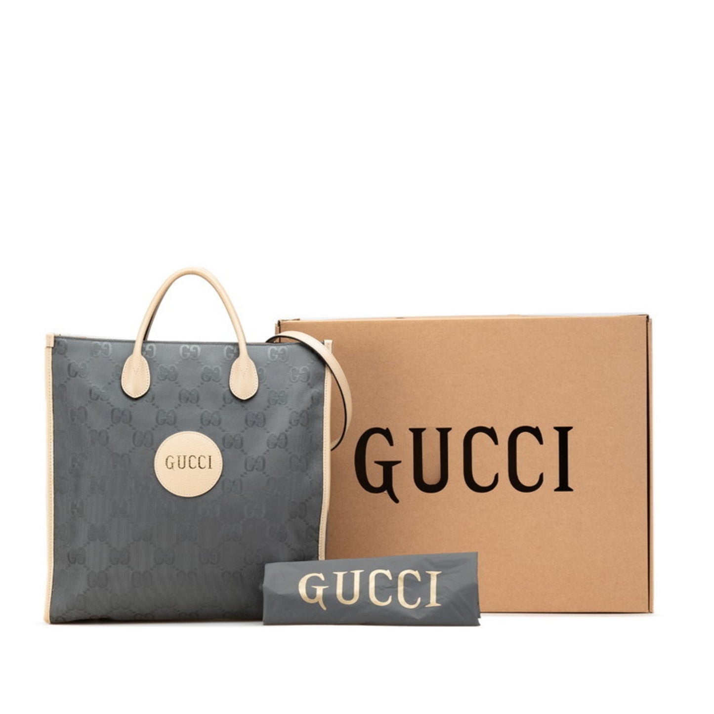 Gucci Beige Gray Nylon Leather Handbag Shoulder Bag