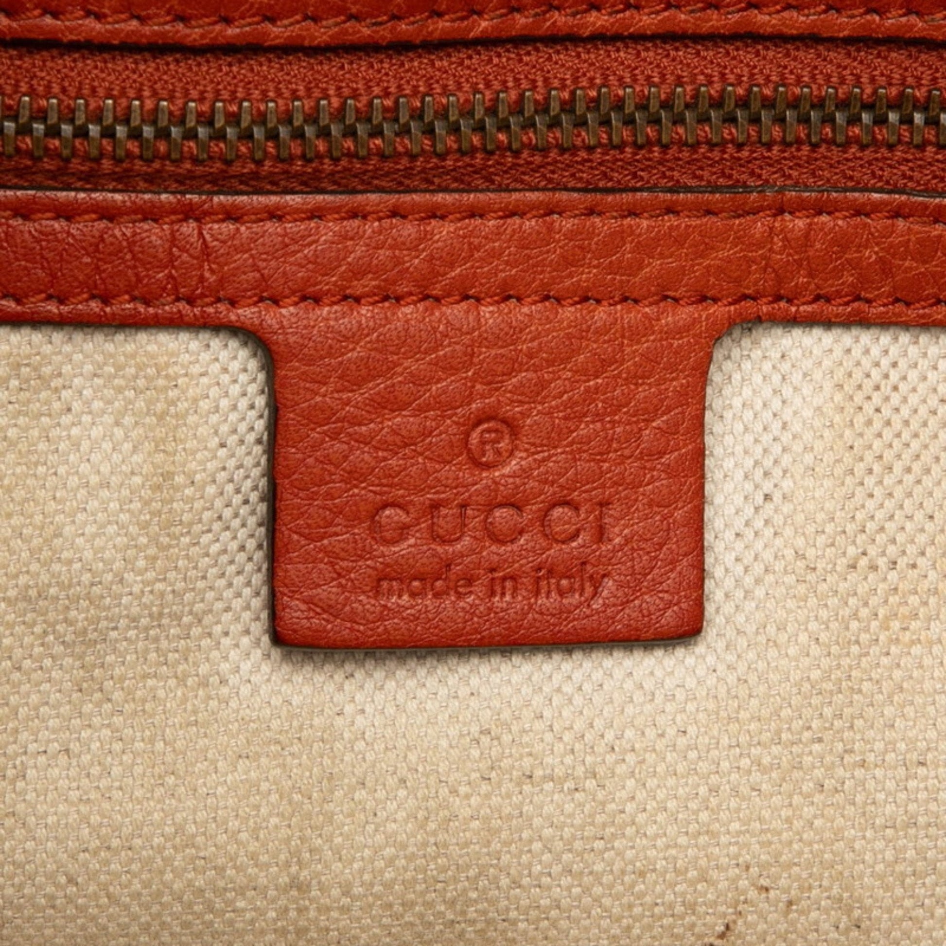 Gucci Brown Red Color Leather Shoulder Bag Tote Bag