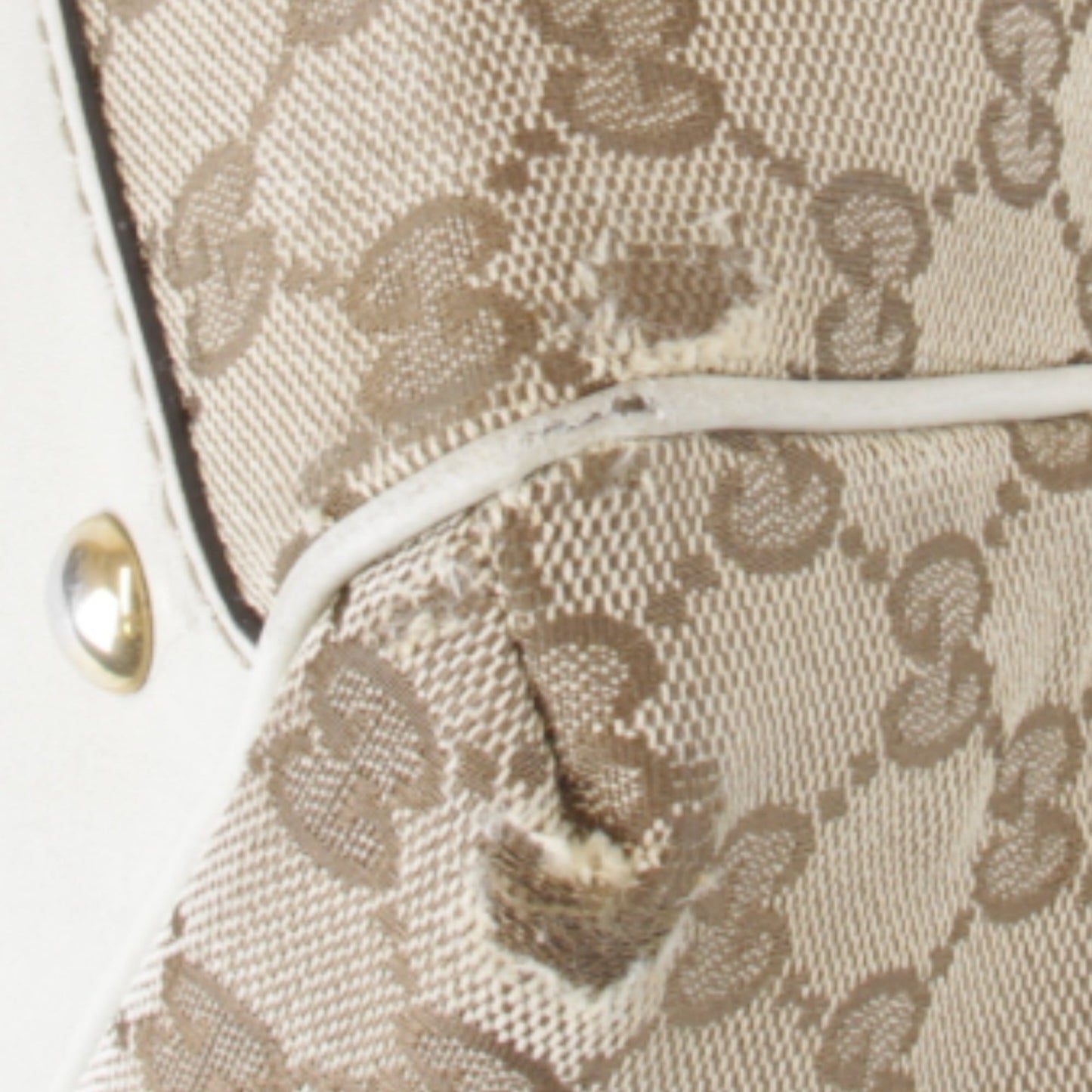 Gucci Gg Canvas Beige Gg Canvas Leather Handbag