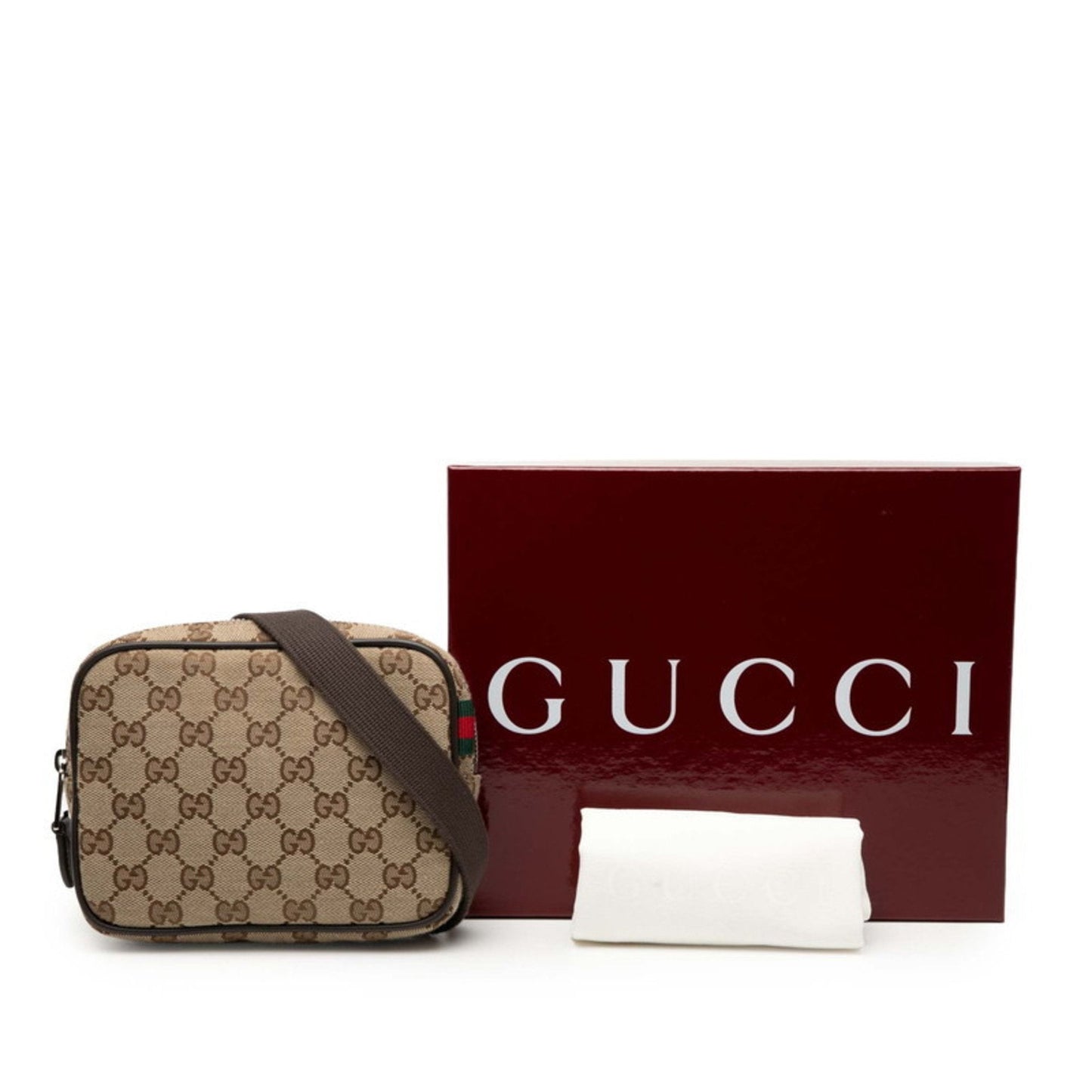 Gucci Beige Brown Canvas Leather Shoulder Bag