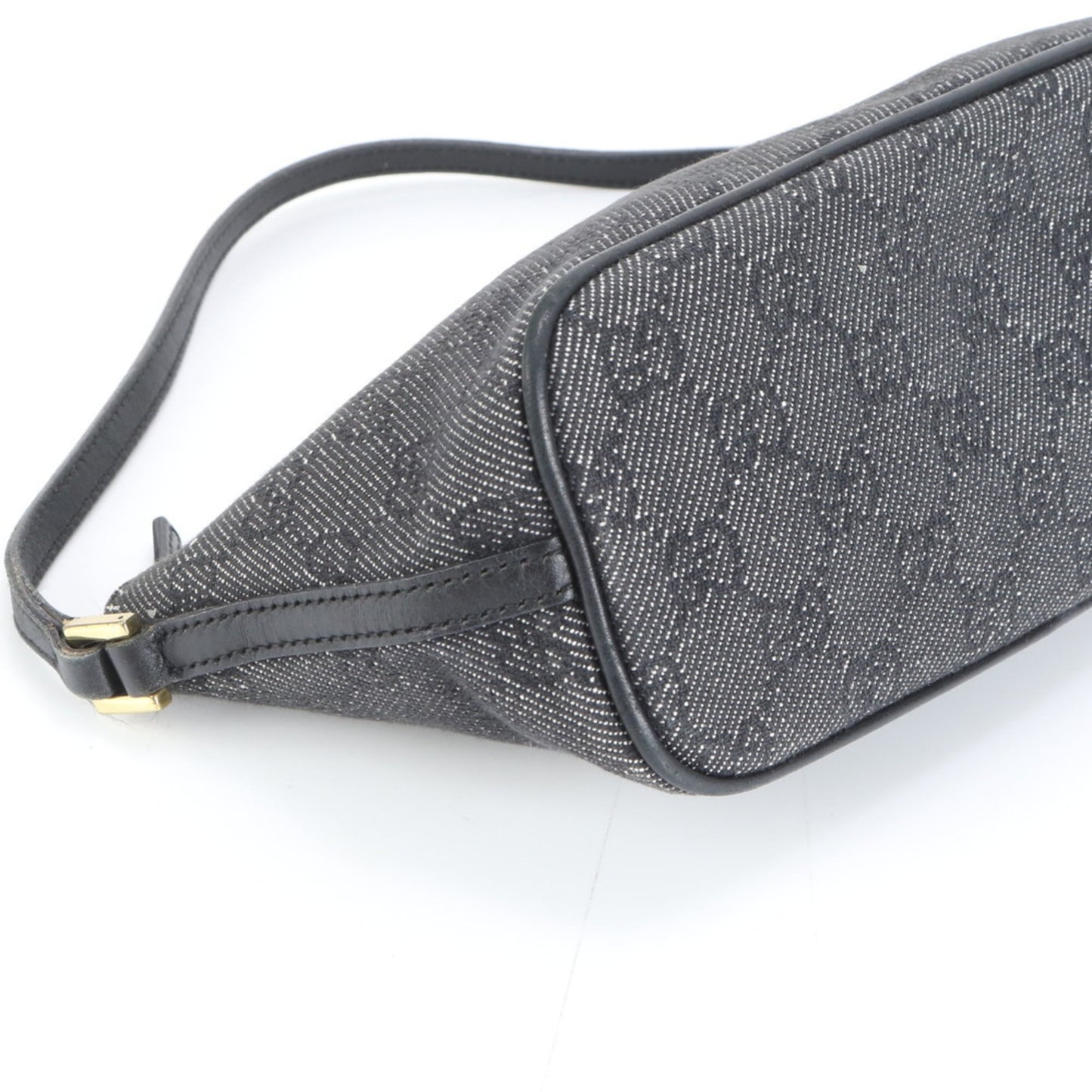 Gucci Black Leather Canvas Pouch Shoulder Bag