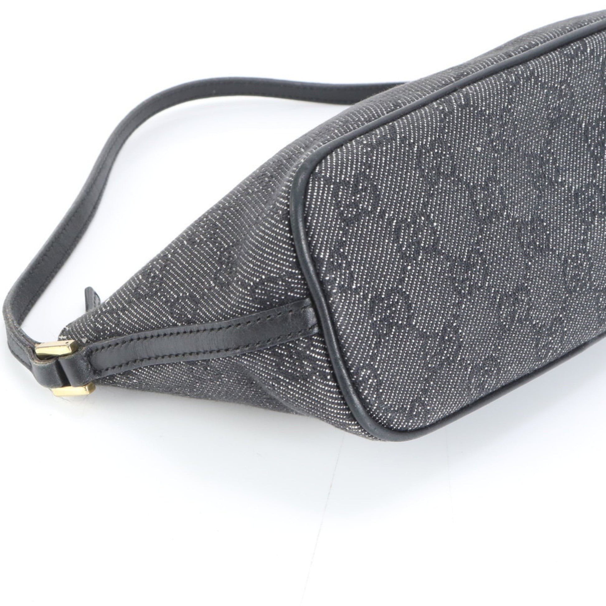 Gucci Black Leather Canvas Pouch Shoulder Bag