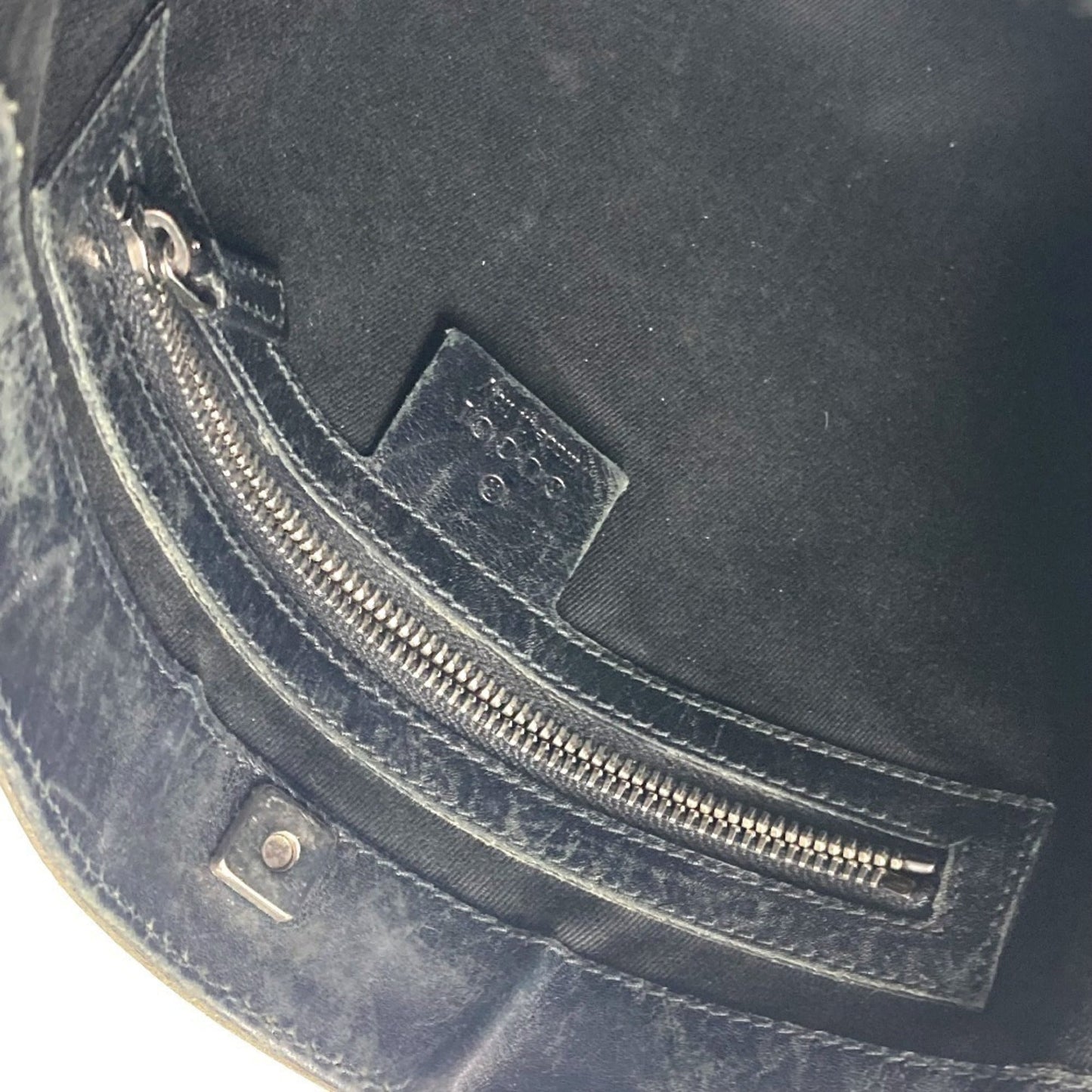Gucci Black Gg Canvas Leather Shoulder Bag