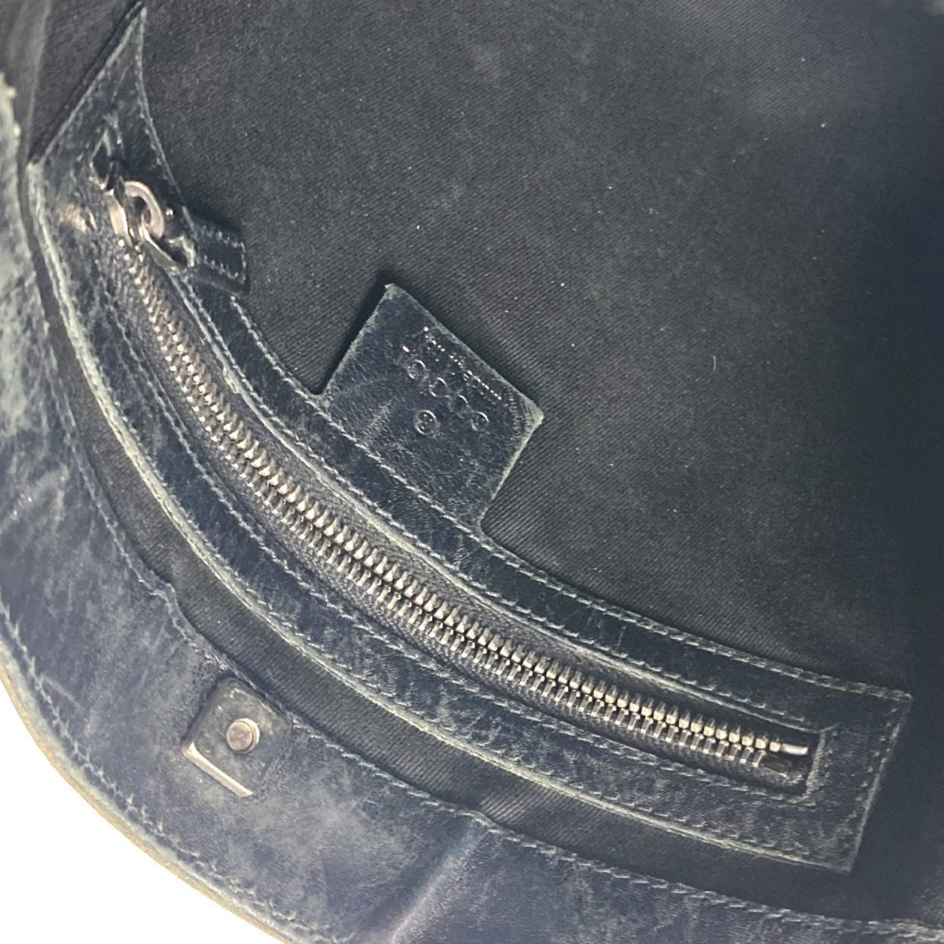 Gucci Black Gg Canvas Leather Shoulder Bag
