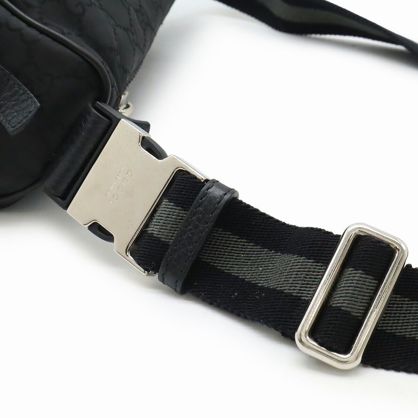 Gucci Black Gray Nylon Leather Pouch Shoulder Bag Sling Bag