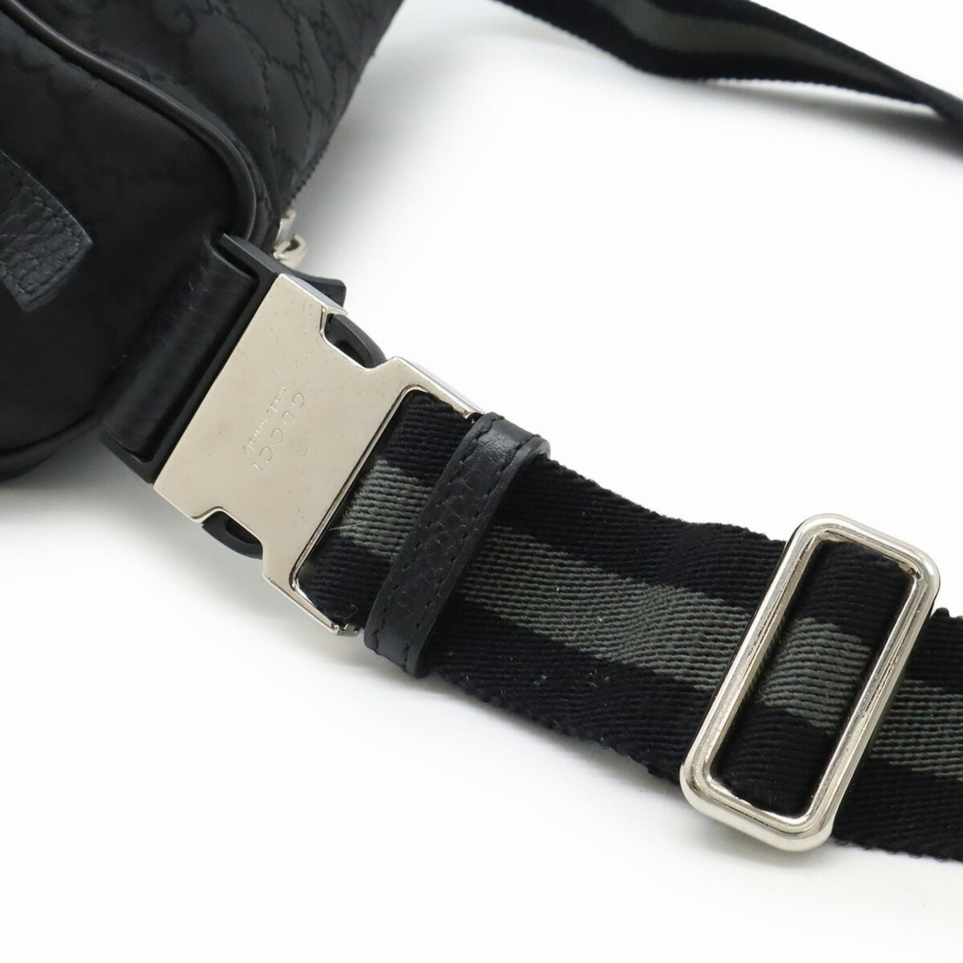 Gucci Black Gray Nylon Leather Pouch Shoulder Bag Sling Bag