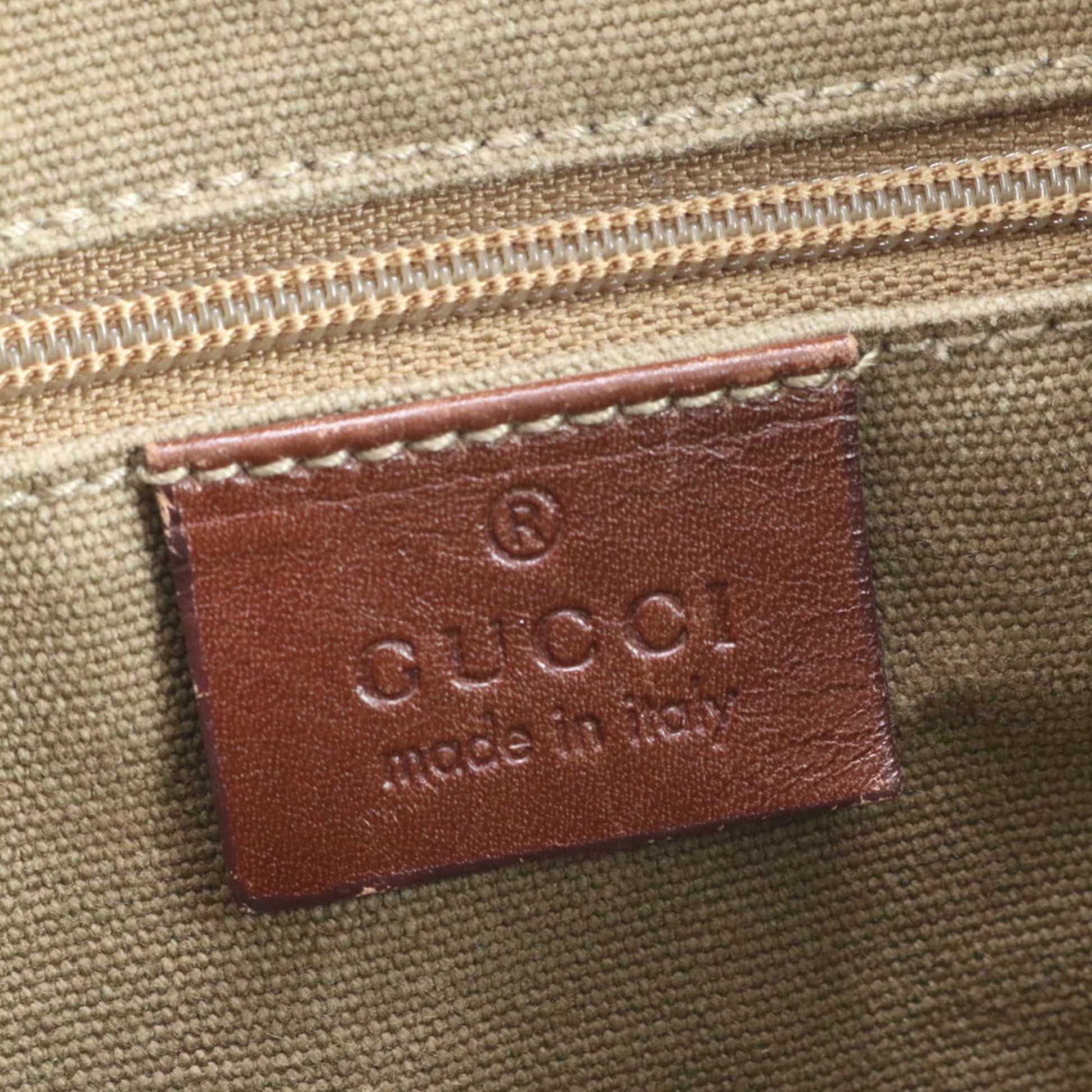 Gucci Brown Leather Canvas Shoulder Bag