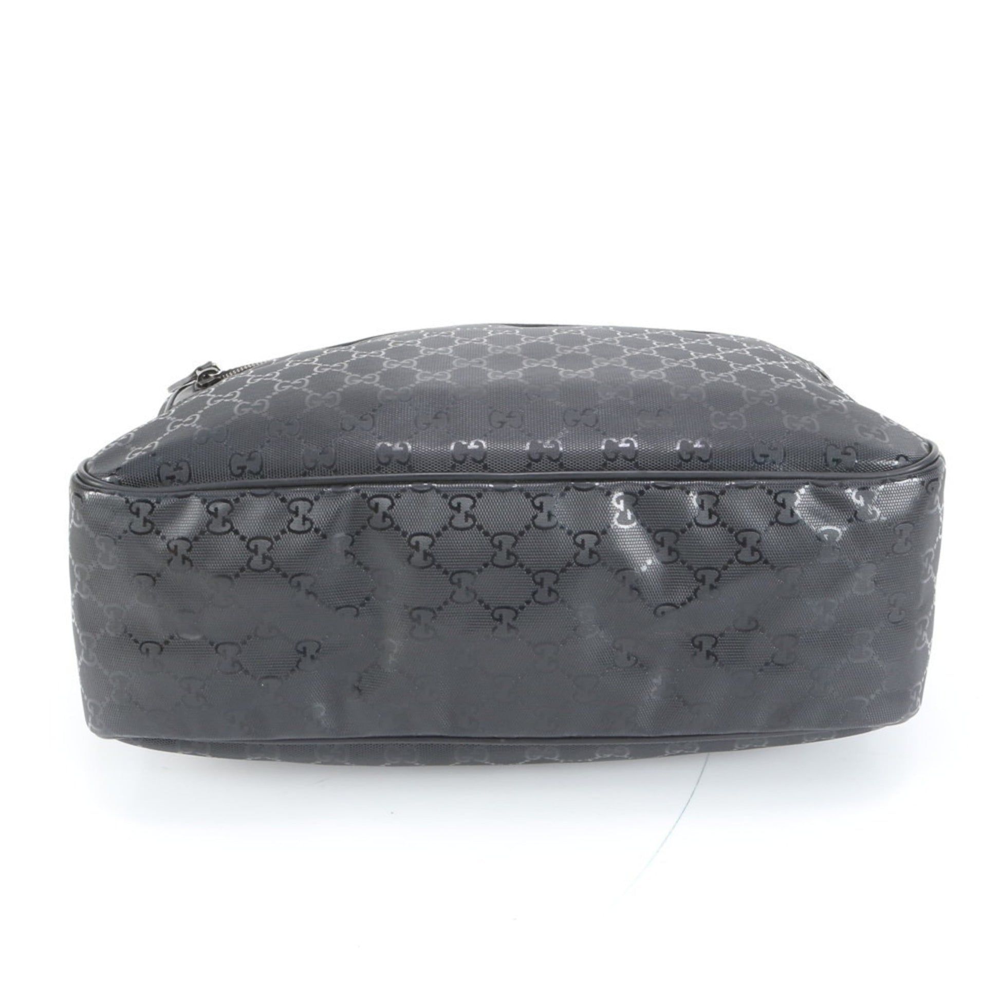 Gucci Black Leather Coated Canvas Shoulder Bag
