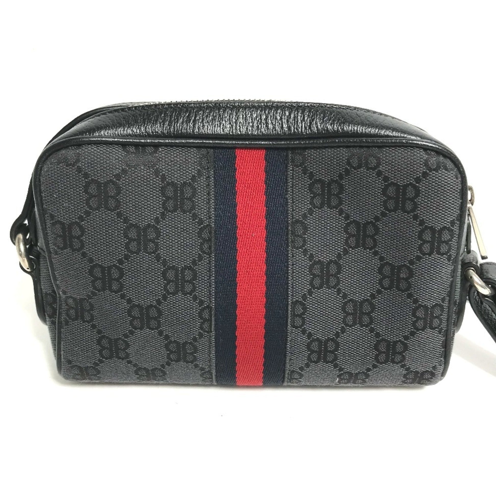 Gucci Black Canvas Leather Pochette Shoulder Bag