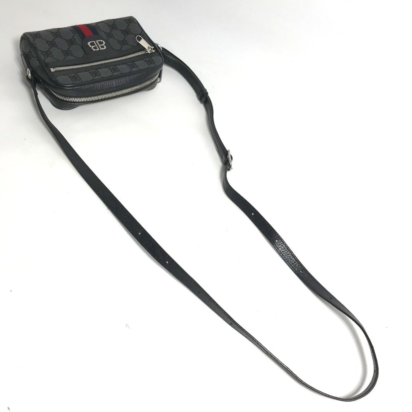 Gucci Black Canvas Leather Pochette Shoulder Bag