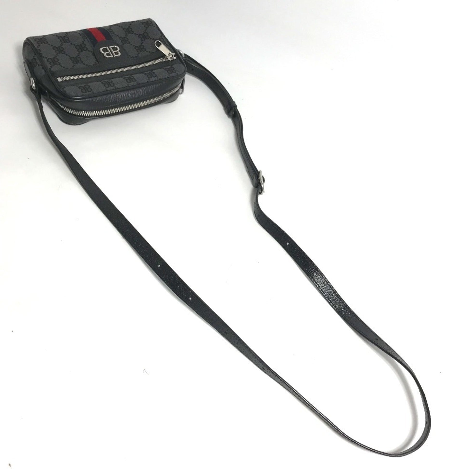 Gucci Black Canvas Leather Pochette Shoulder Bag