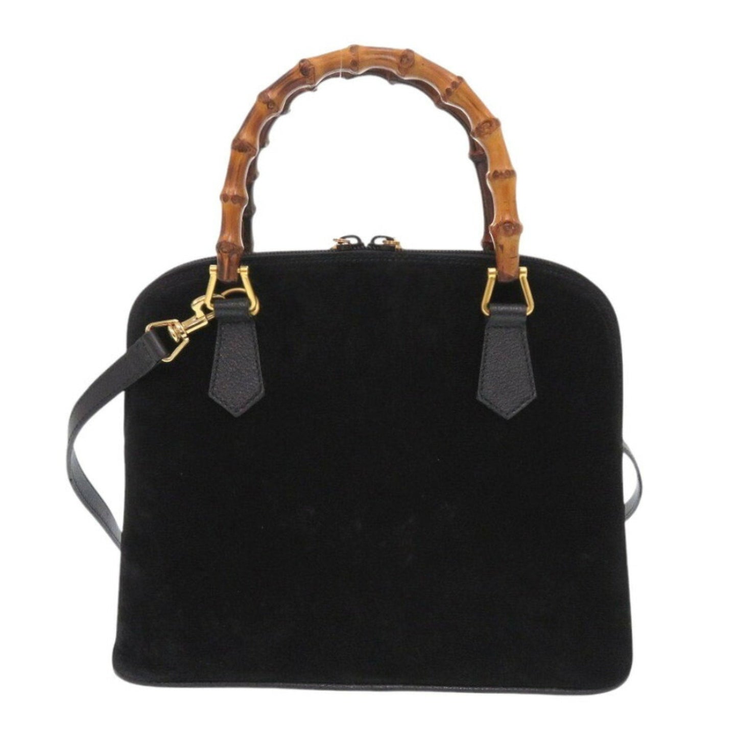 Gucci Black Bamboo Suede Handbag