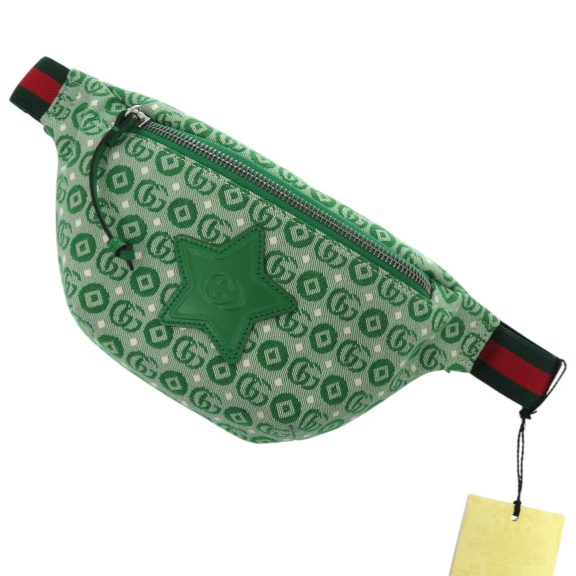 Gucci Green Red Color Canvas Leather Fanny Pack Pouch