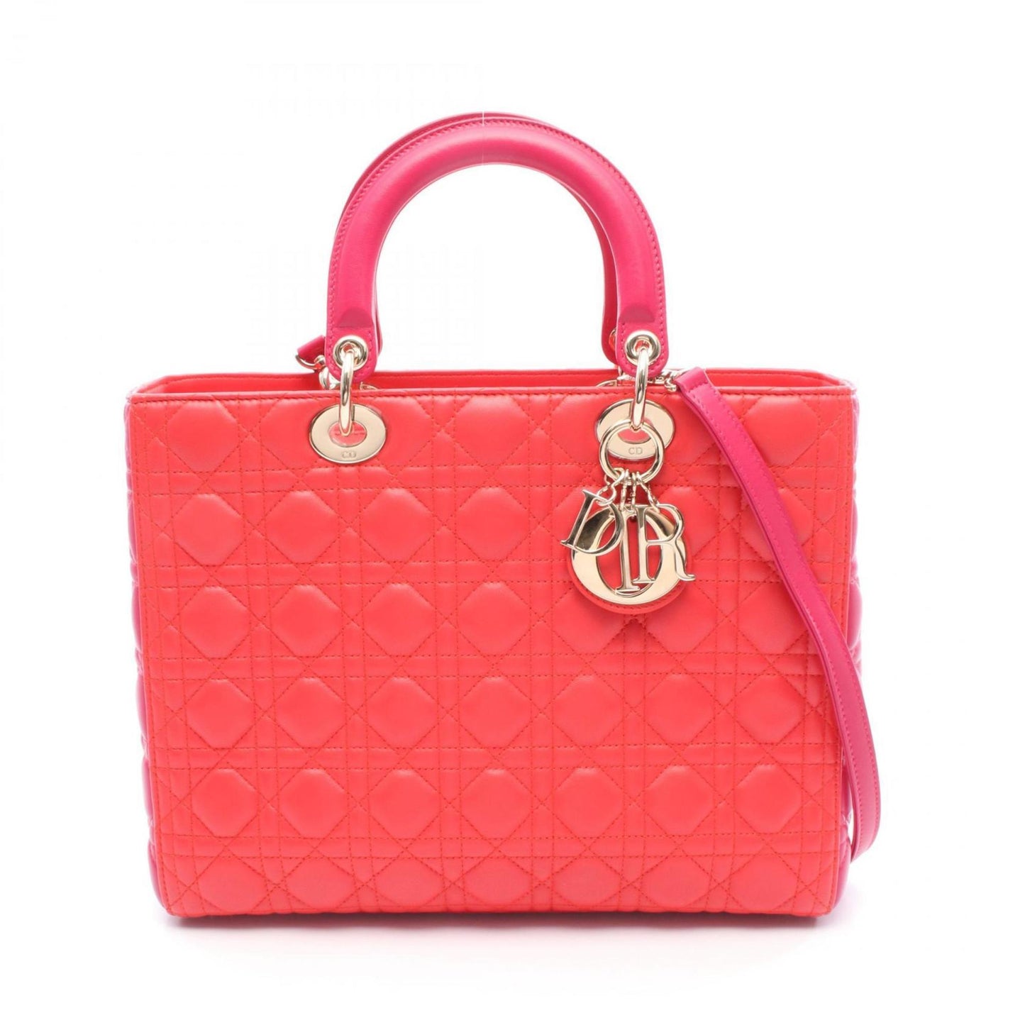 Dior Handbag Christian Color Leather Red Pink