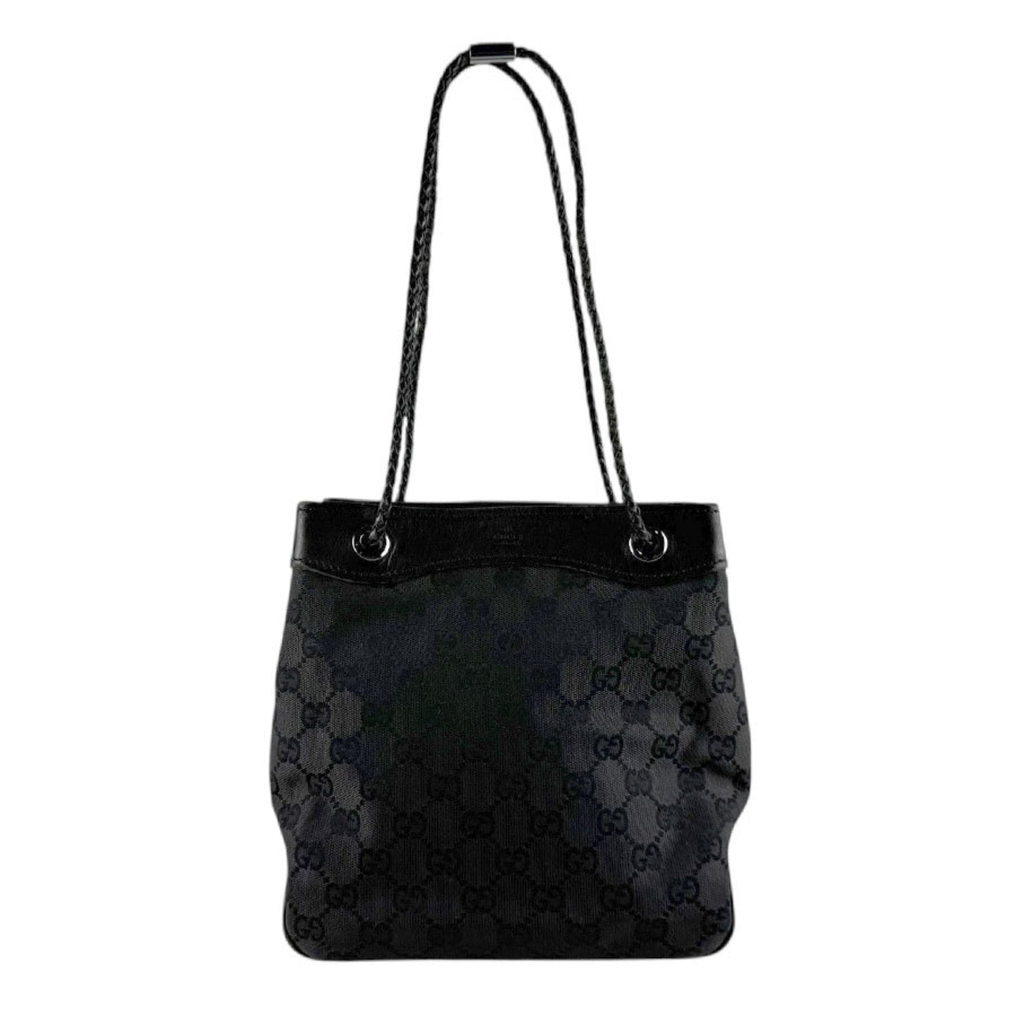 Gucci Black Gg Canvas Leather Shoulder Bag