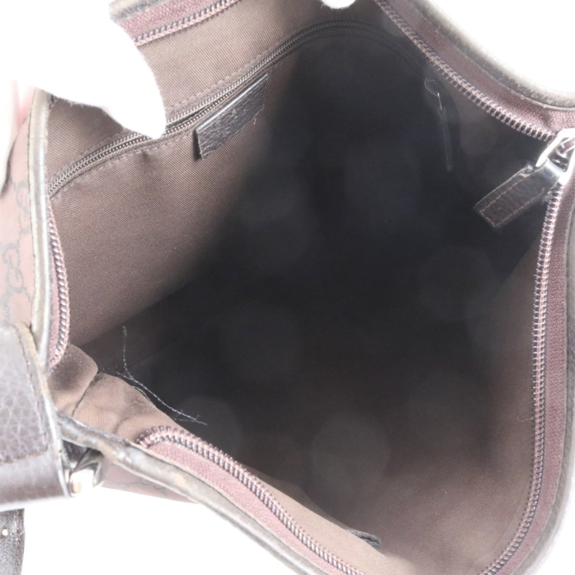 Gucci Brown Leather Canvas Shoulder Bag