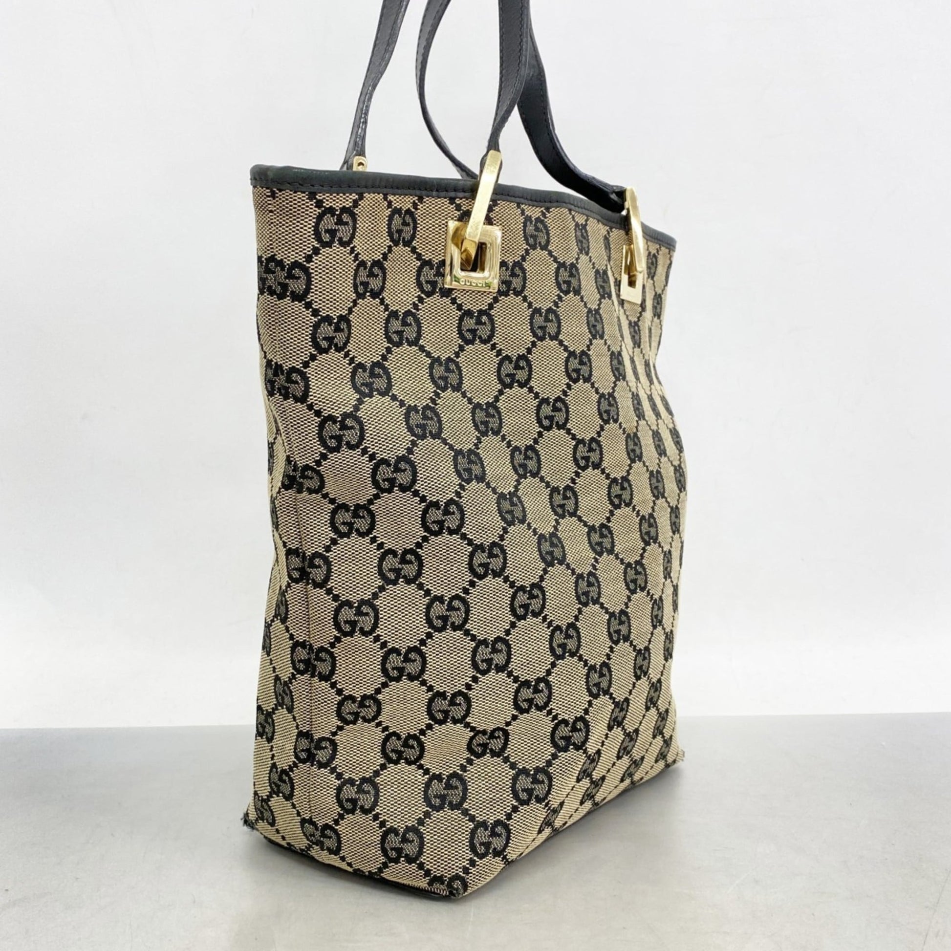 Gucci Black Brown Canvas Tote Bag