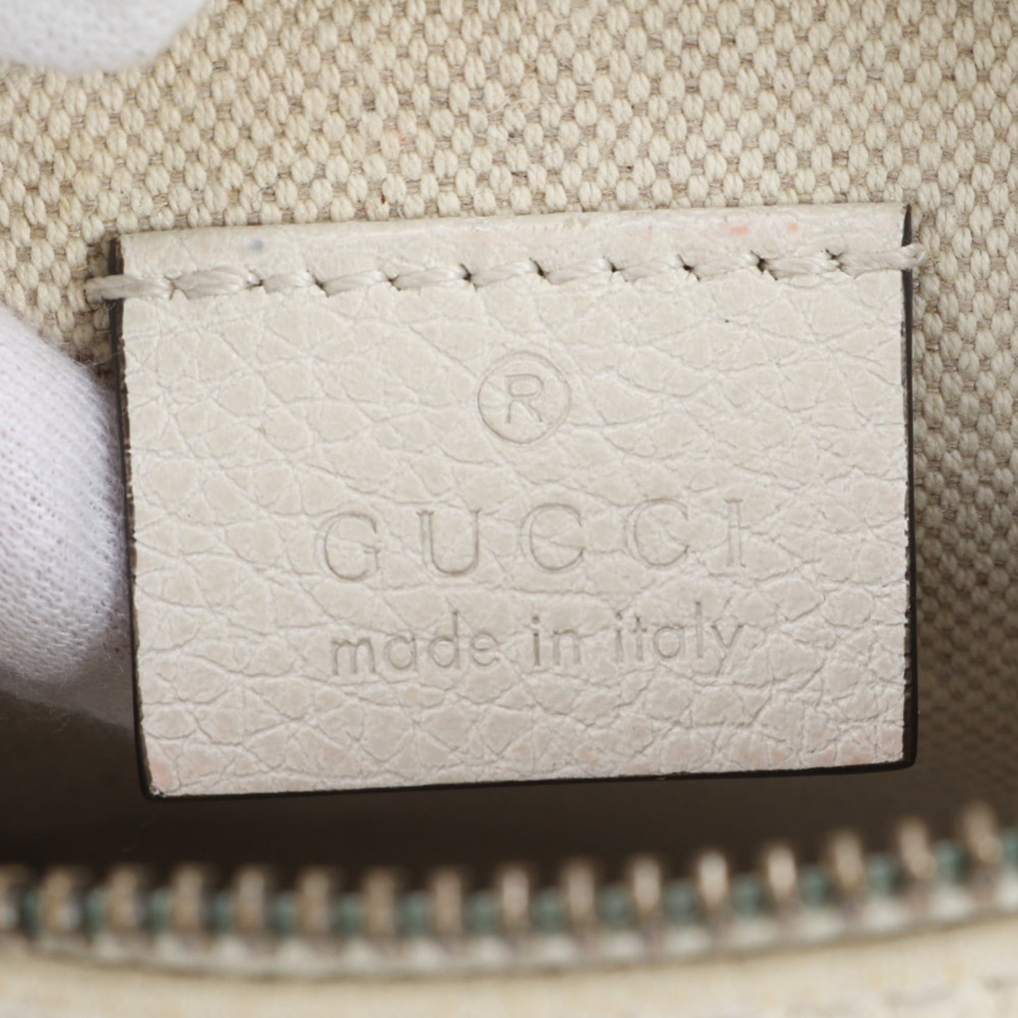 Gucci White Leather Pouch Sling Bag