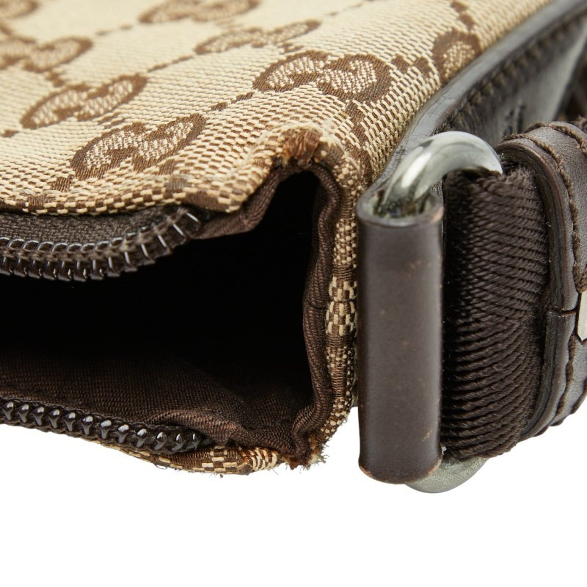 Gucci Gg Canvas Beige Brown Gg Canvas Leather Shoulder Bag