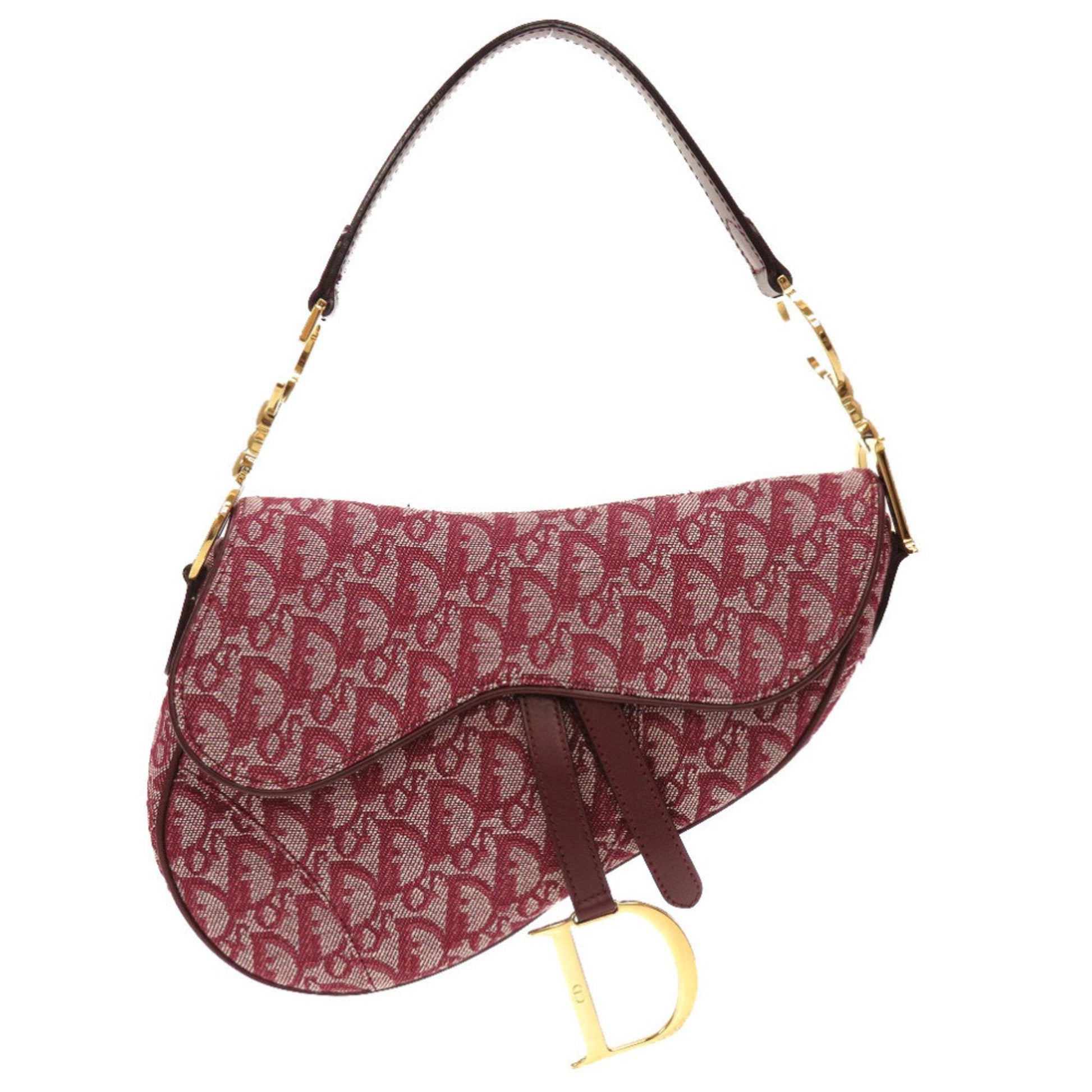 Dior Handbag Christian Trotter Bordeaux Trotter Saddle Bag Leather Red