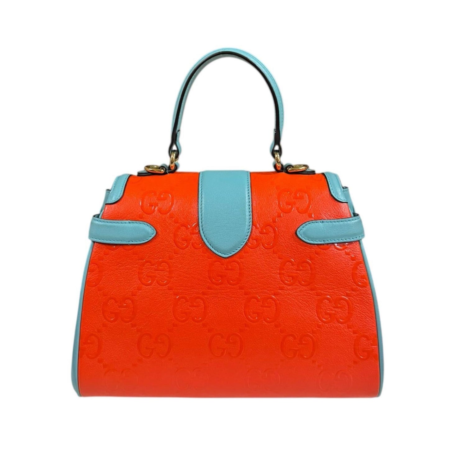 Gucci Light Blue Orange Leather Shoulder Bag
