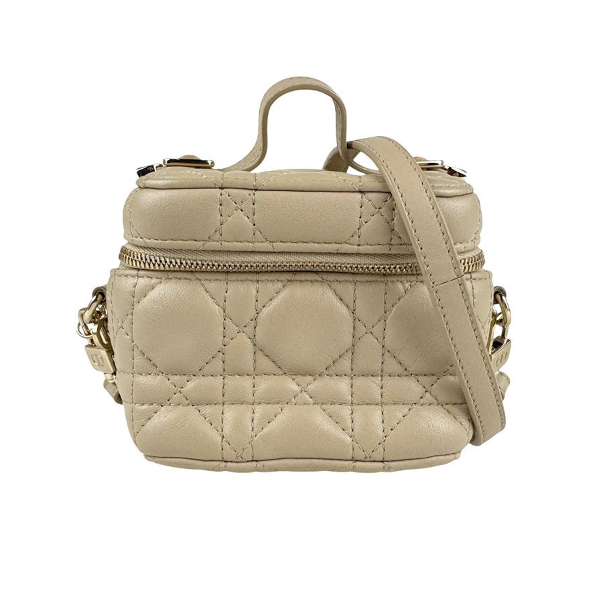 Dior Handbag Christian Shoulder Bag 4 Leather Beige