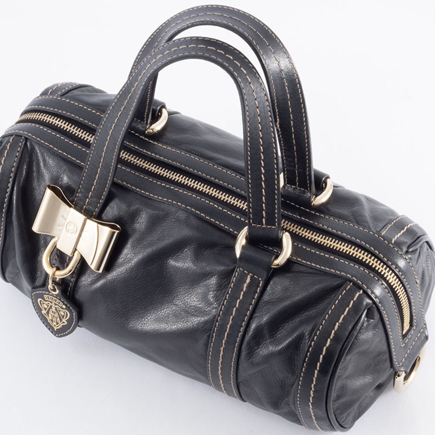 Gucci Hysteria Black Leather Boston Bag