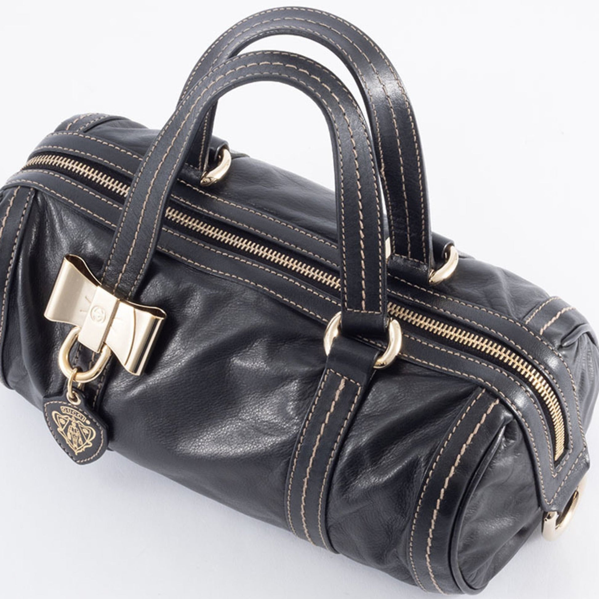 Gucci Hysteria Black Leather Boston Bag