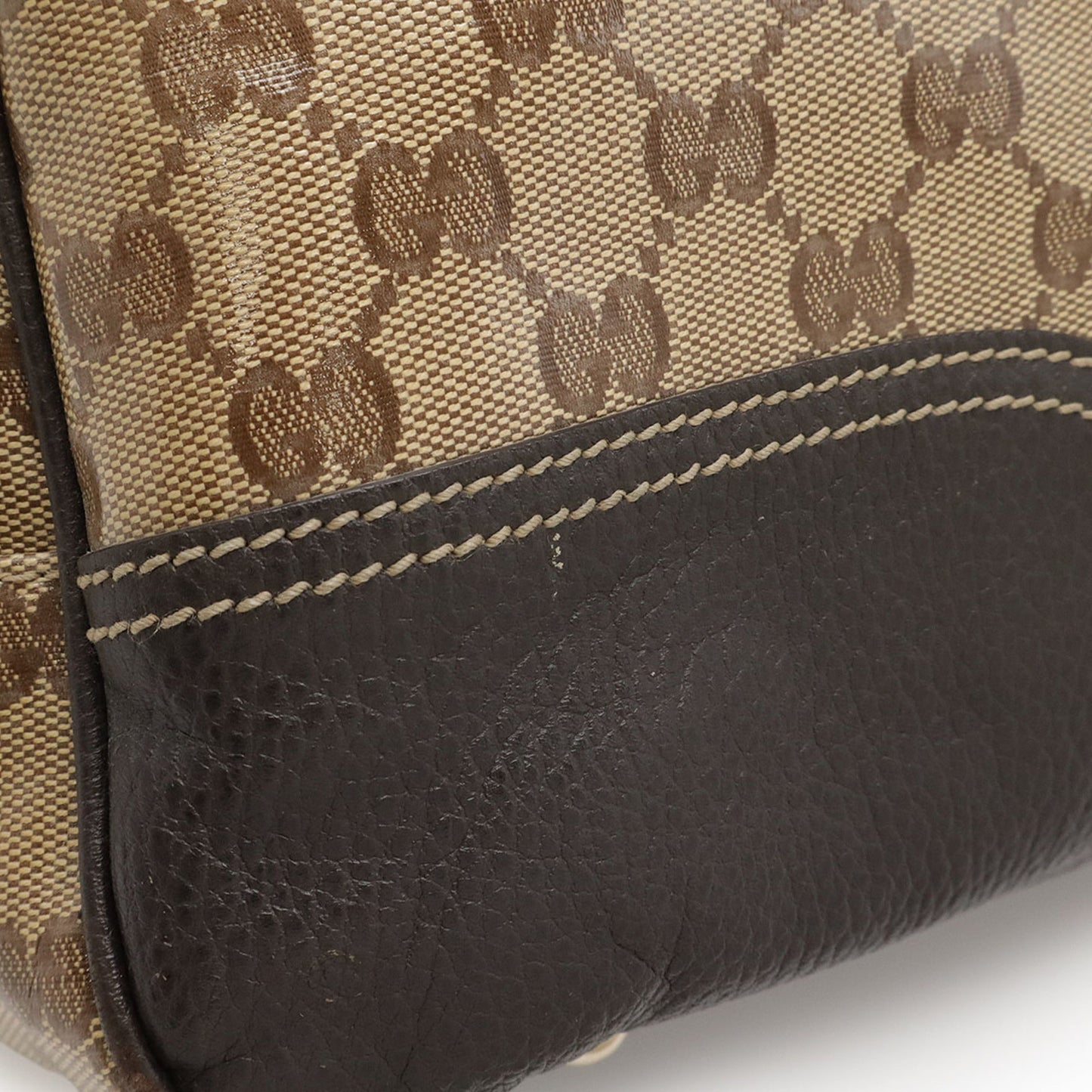Gucci Beige Brown Dark Brown Green Khaki Red Color Coated Canvas Leather Boston Bag Handbag