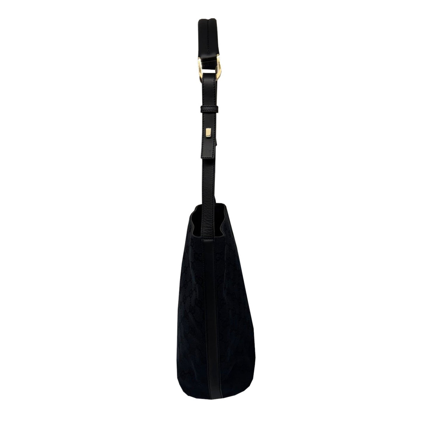 Gucci Black Gg Canvas Leather Shoulder Bag
