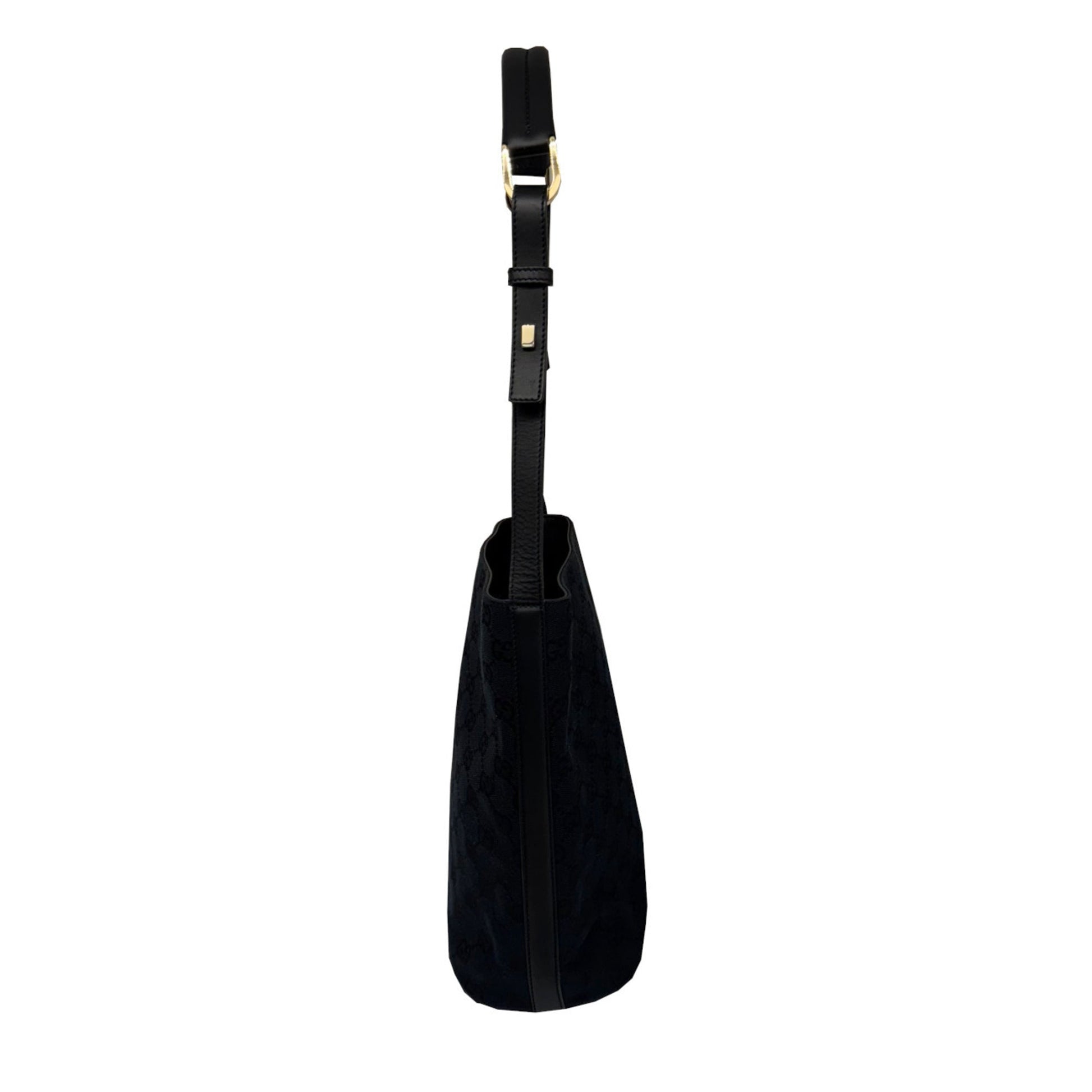 Gucci Black Gg Canvas Leather Shoulder Bag