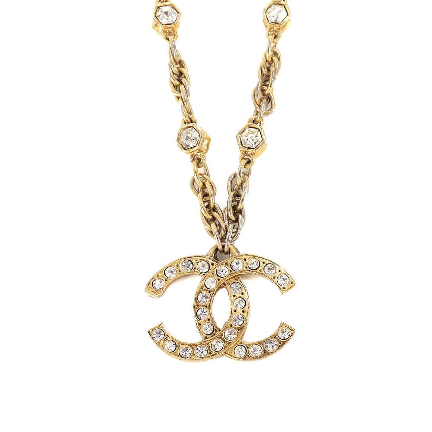 Chanel rhinestone here mark long necklace gold   accessories   Necklace