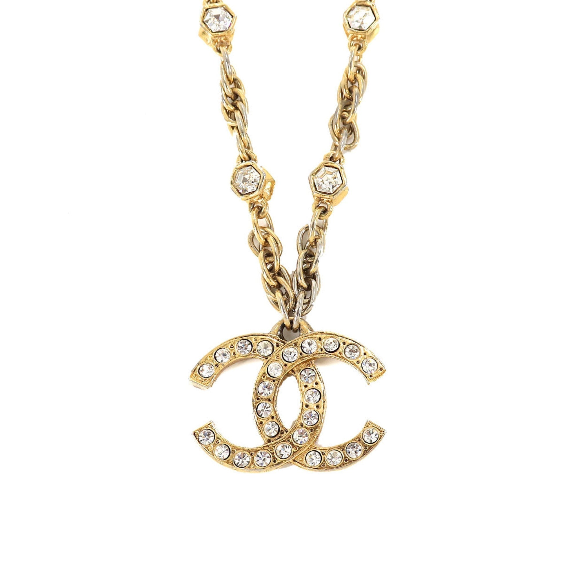 Chanel rhinestone here mark long necklace gold   accessories   Necklace