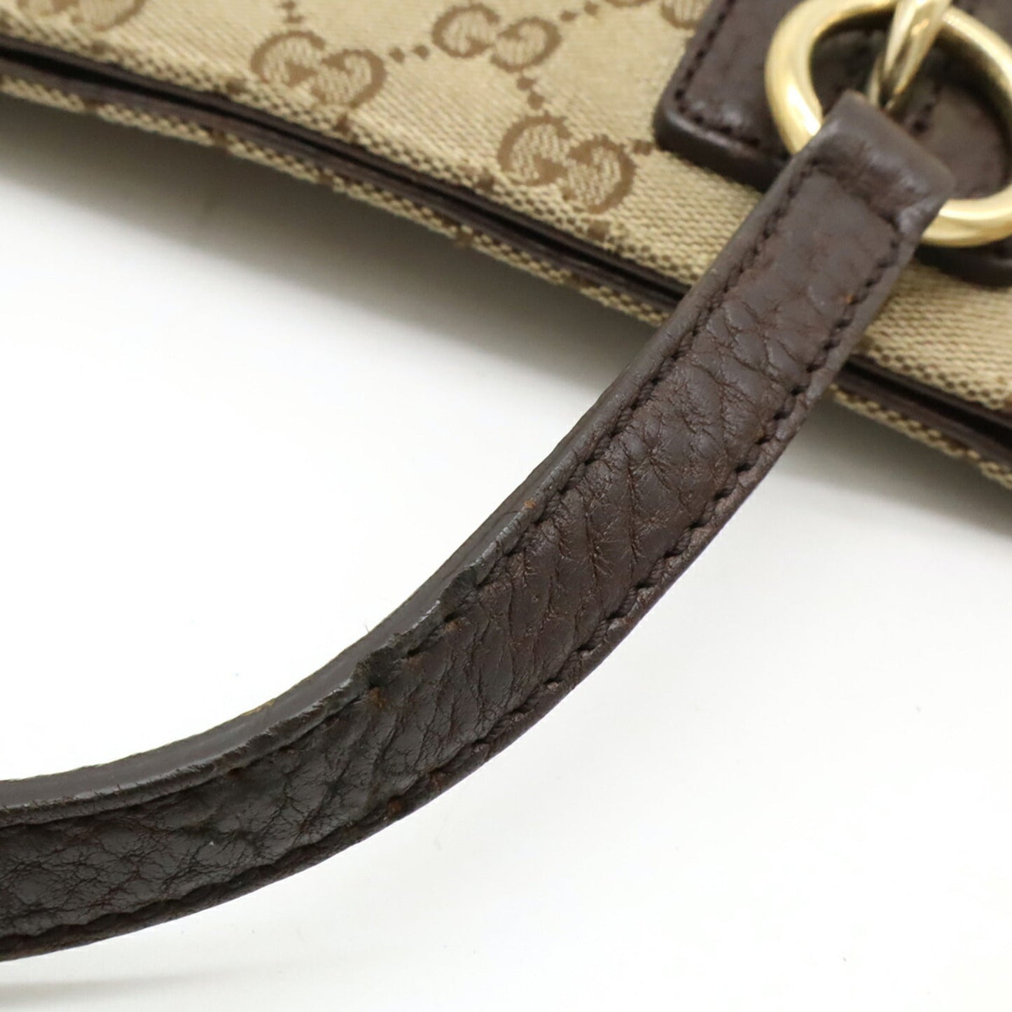 Gucci Beige Brown Dark Brown Khaki Gg Canvas Leather Shoulder Bag Tote Bag