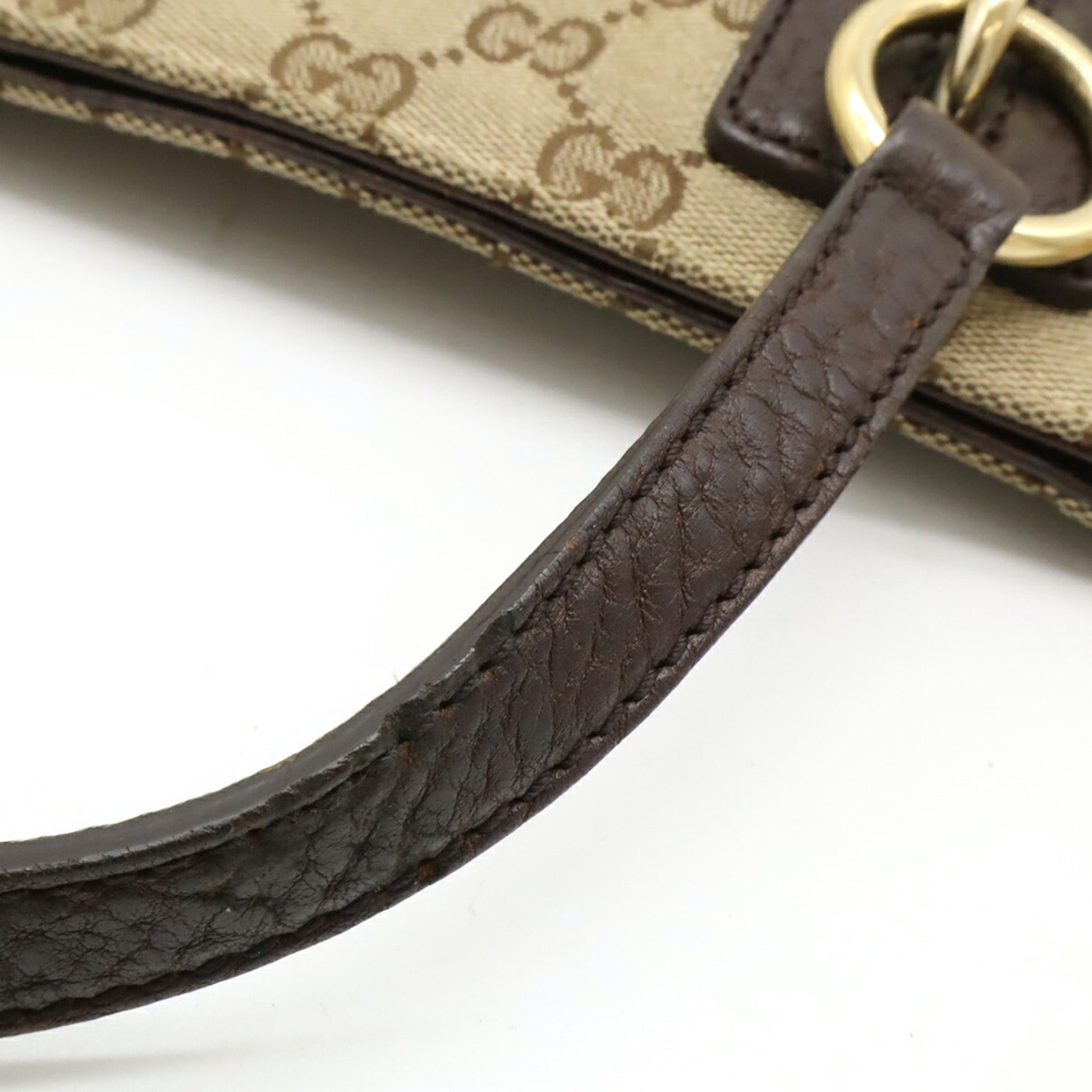 Gucci Beige Brown Dark Brown Khaki Gg Canvas Leather Shoulder Bag Tote Bag