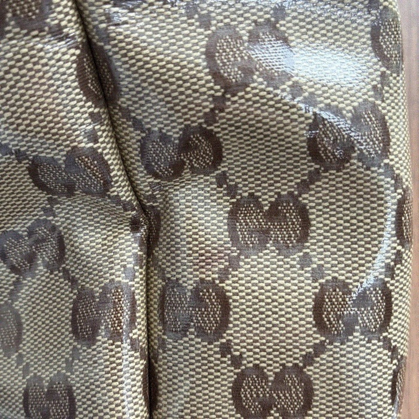 Gucci Beige Brown Pvc Canvas Leather Tote Bag