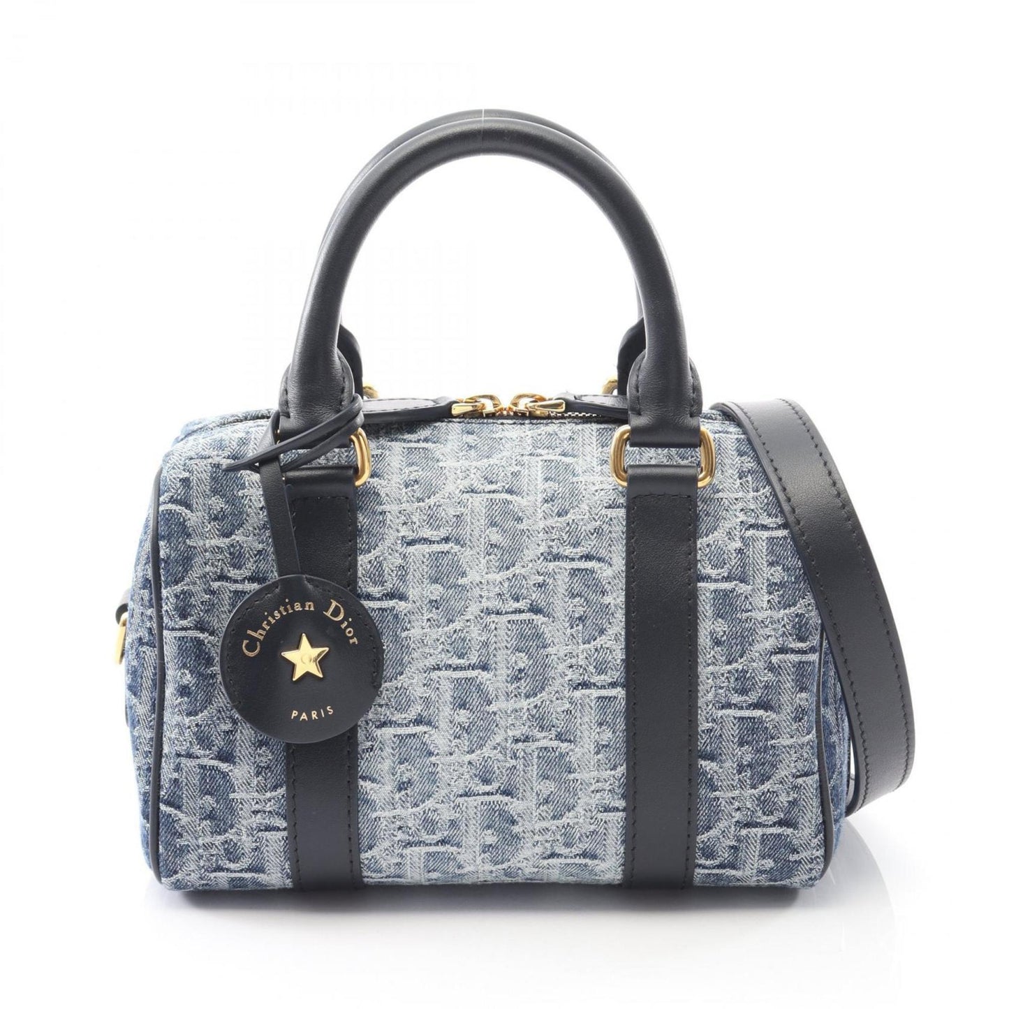 Dior Handbag Christian Leather Denim Blue