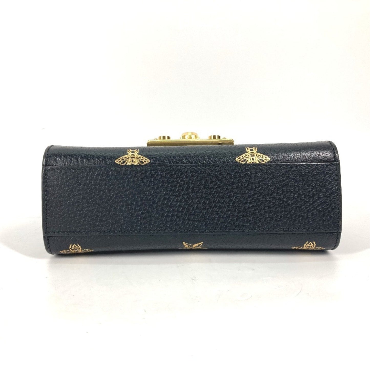 Gucci Black Gold Leather Pochette Shoulder Bag