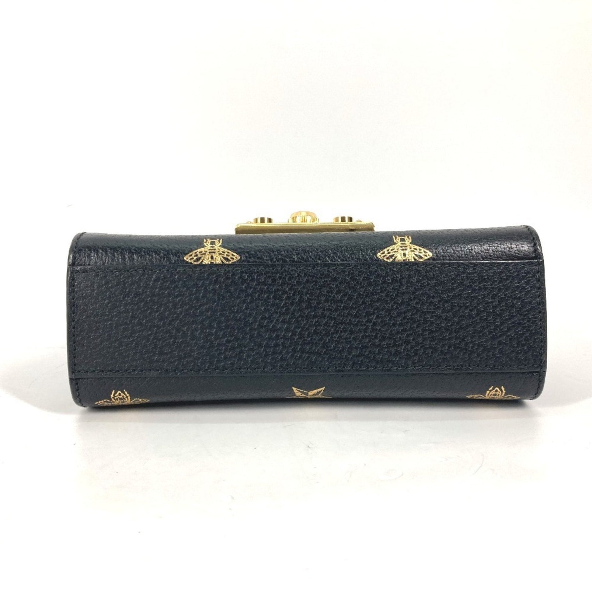 Gucci Black Gold Leather Pochette Shoulder Bag